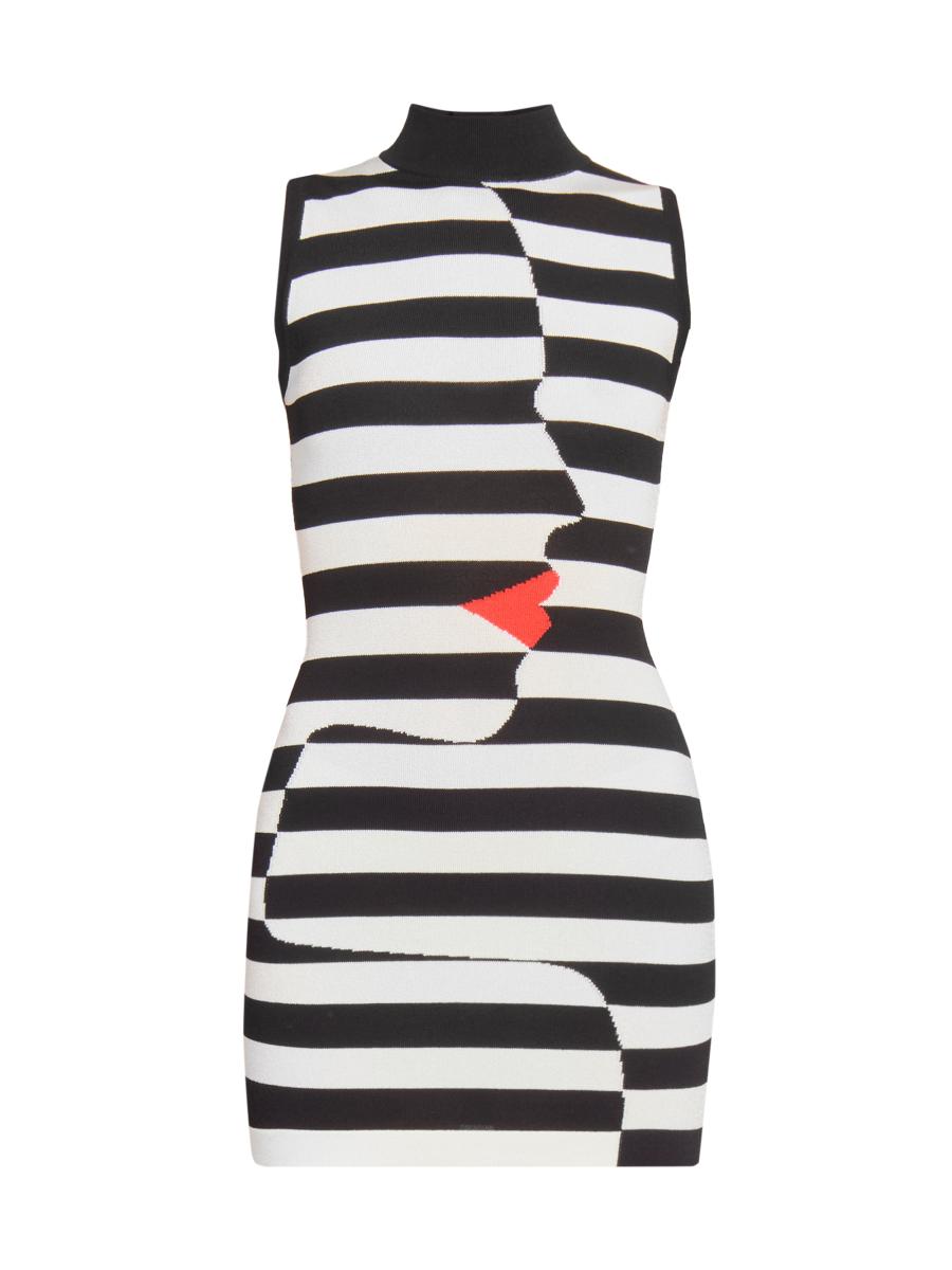 Balmain Striped Mock-Turtleneck Body-Con Minidress | Saks Fifth Avenue