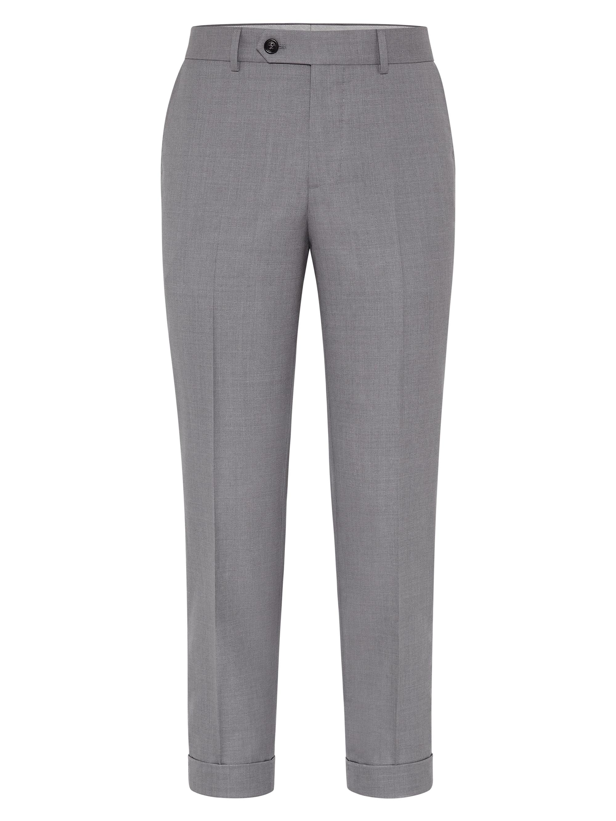 Brunello Cucinelli Men's Lightweight Hopsack Formal Fit Trousers - Grey