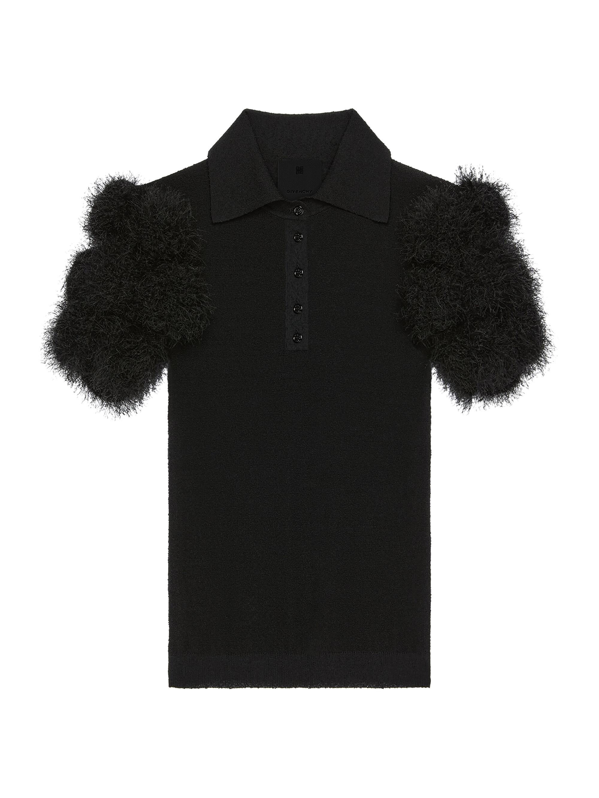 Givenchy Women's Slim Fit Polo in Knit with Pompoms - Black