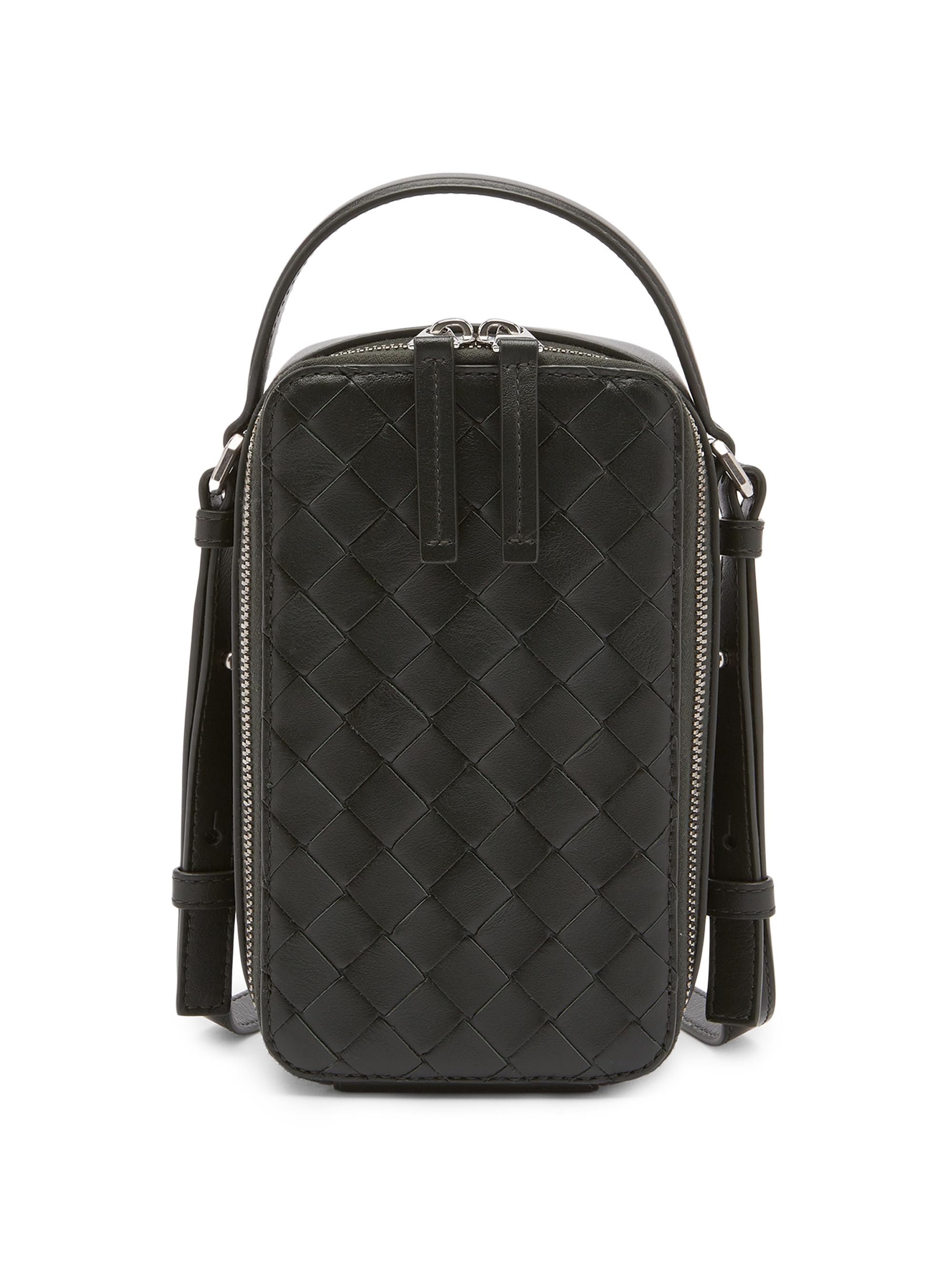 Bottega Veneta Men's Getaway Phone Pouch - Dark Green Silver