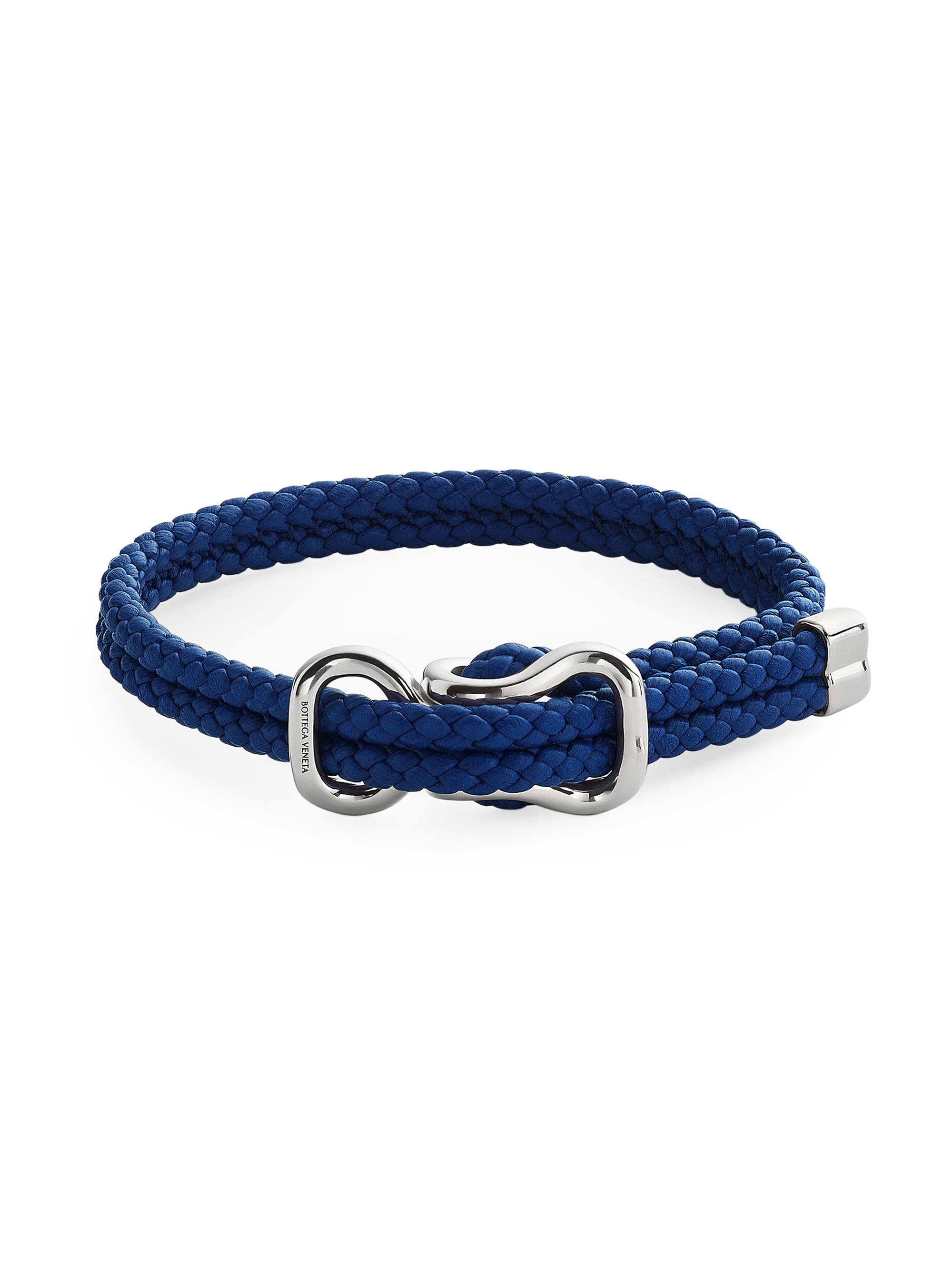Bottega Veneta Men's Braided Leather Bracelet - Blue Royal