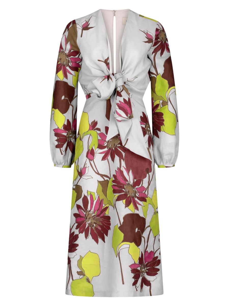 Silvia Tcherassi Women's Battia Floral Linen Midi-dress