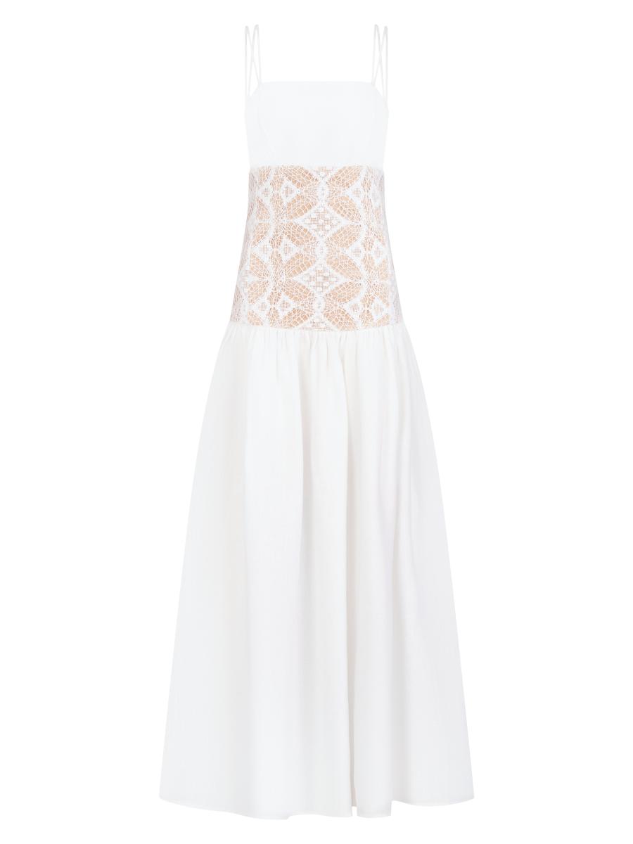 Silvia Tcherassi Women's Pilar Linen & Lace Maxi Dress In White