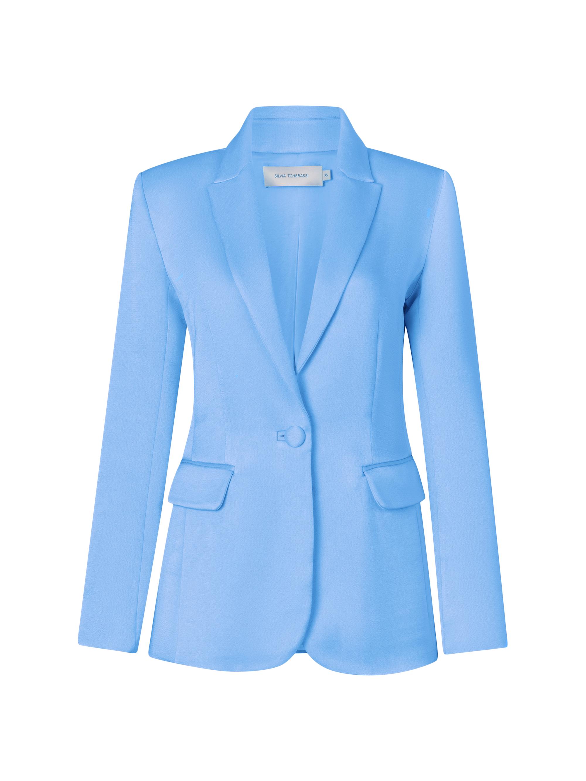 Silvia Tcherassi Women's Rebeca Hammered Satin Blazer - Periwinkle