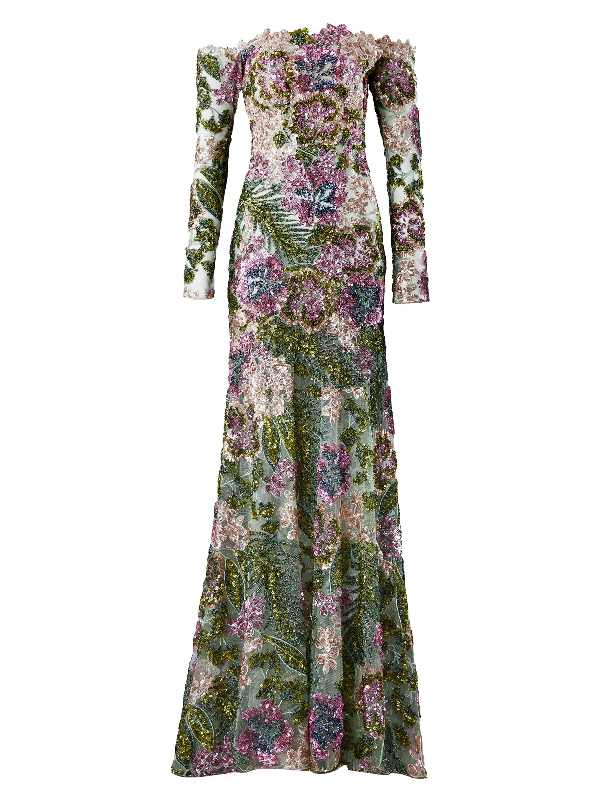 Silvia Tcherassi Women's Rafaella Beaded Off-the-Shoulder Gown - Botanical Sequins