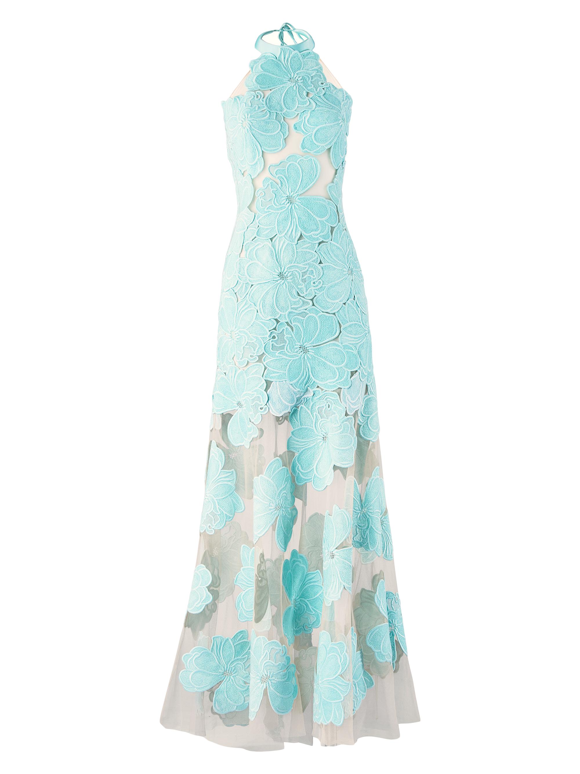 Silvia Tcherassi Women's Mab Lace Tulle A-line Gown - Turquoise