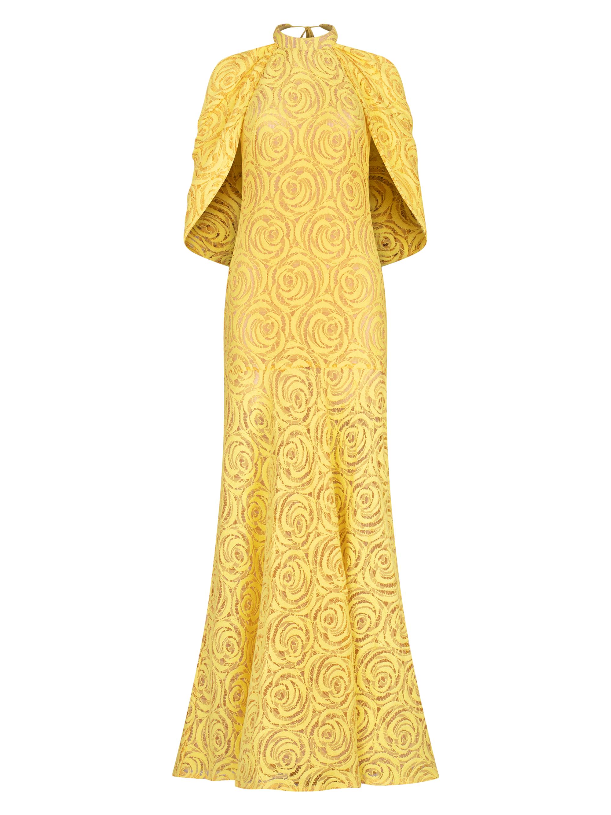 Silvia Tcherassi Women's Salvina Floral Lace Cape Gown - Tuscany Yellow