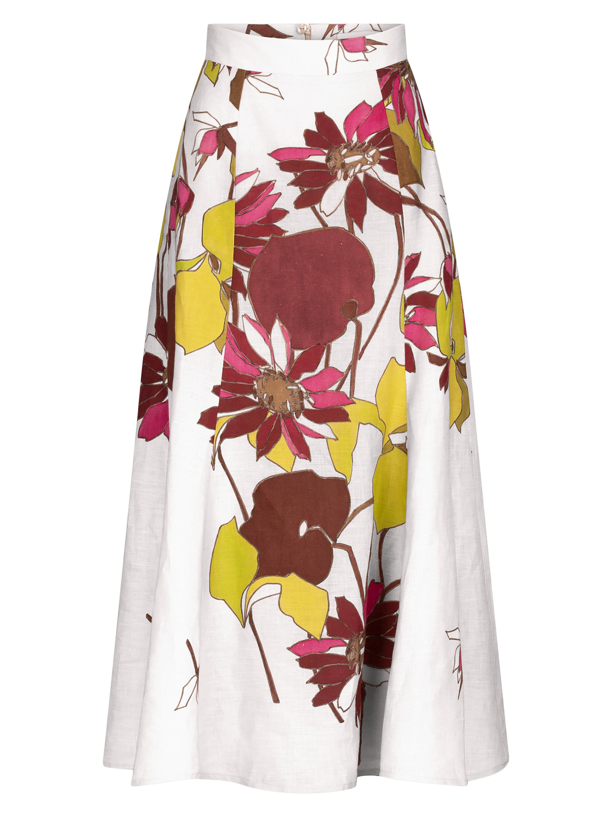 Silvia Tcherassi Women's Erin Floral Linen Midi-Skirt - Botanical Multiflower