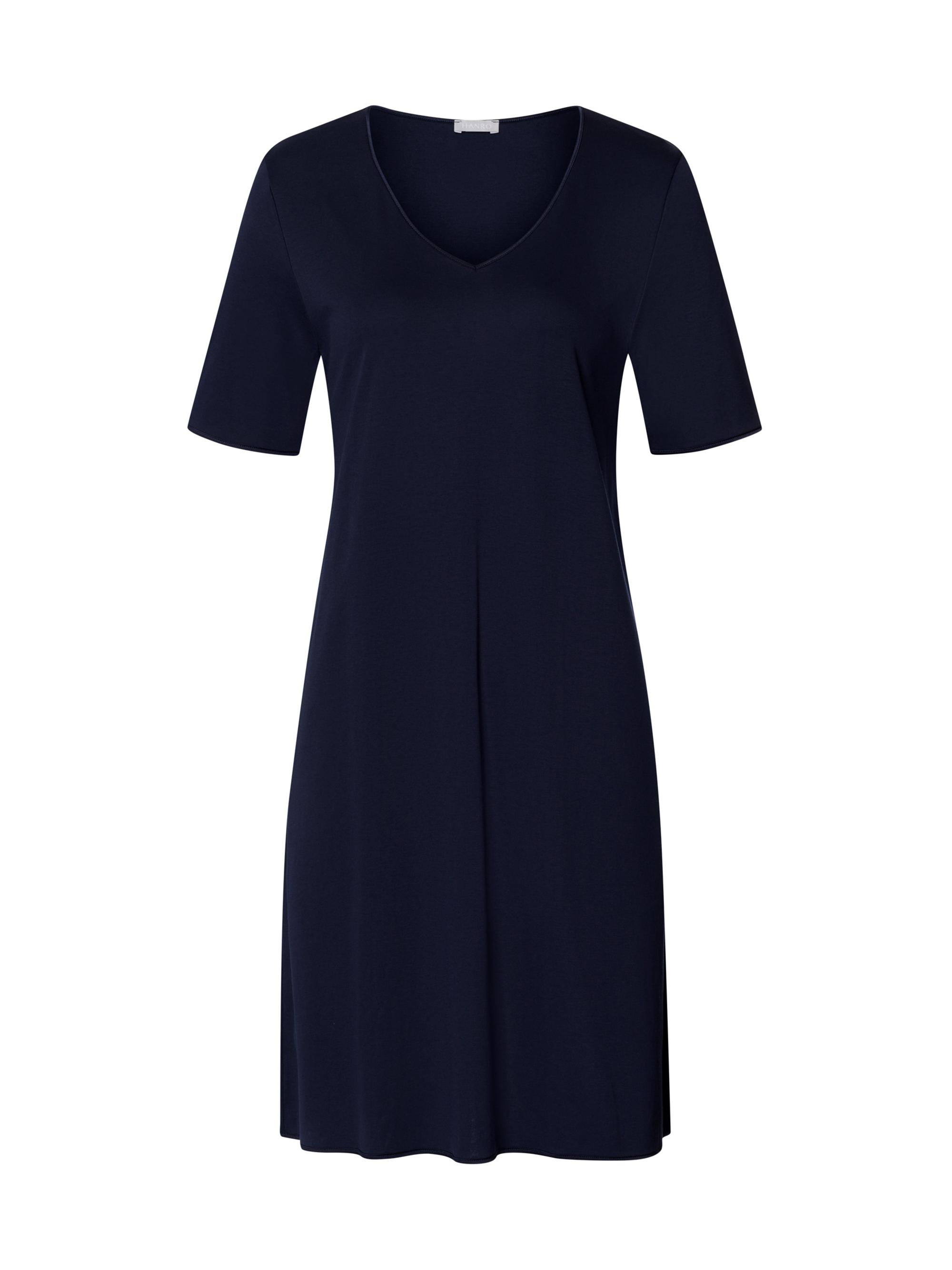 Hanro Women's V-Neck Cotton & Silk Nightgown - Deep Navy
