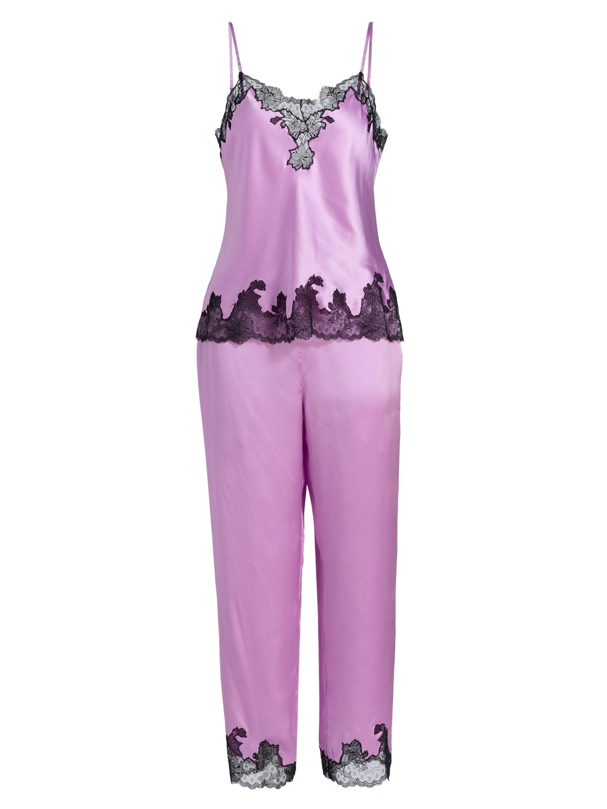 Josie Natori Women's Lolita Lace-Trimmed Silk Pajamas - Lilac Rose