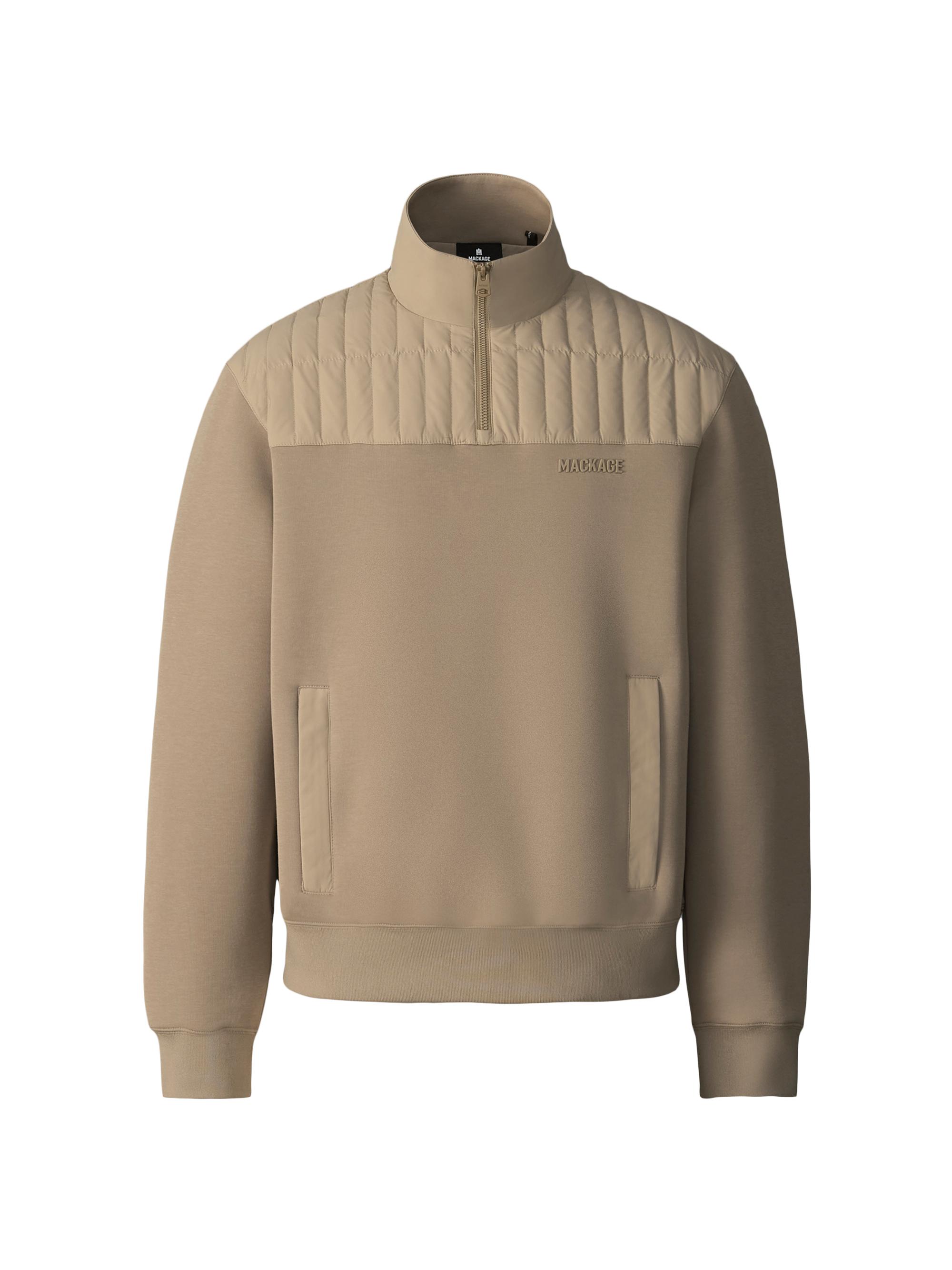 Mackage Men's Corey Hybrid Down Quarter-Zip Sweater - Light Camel