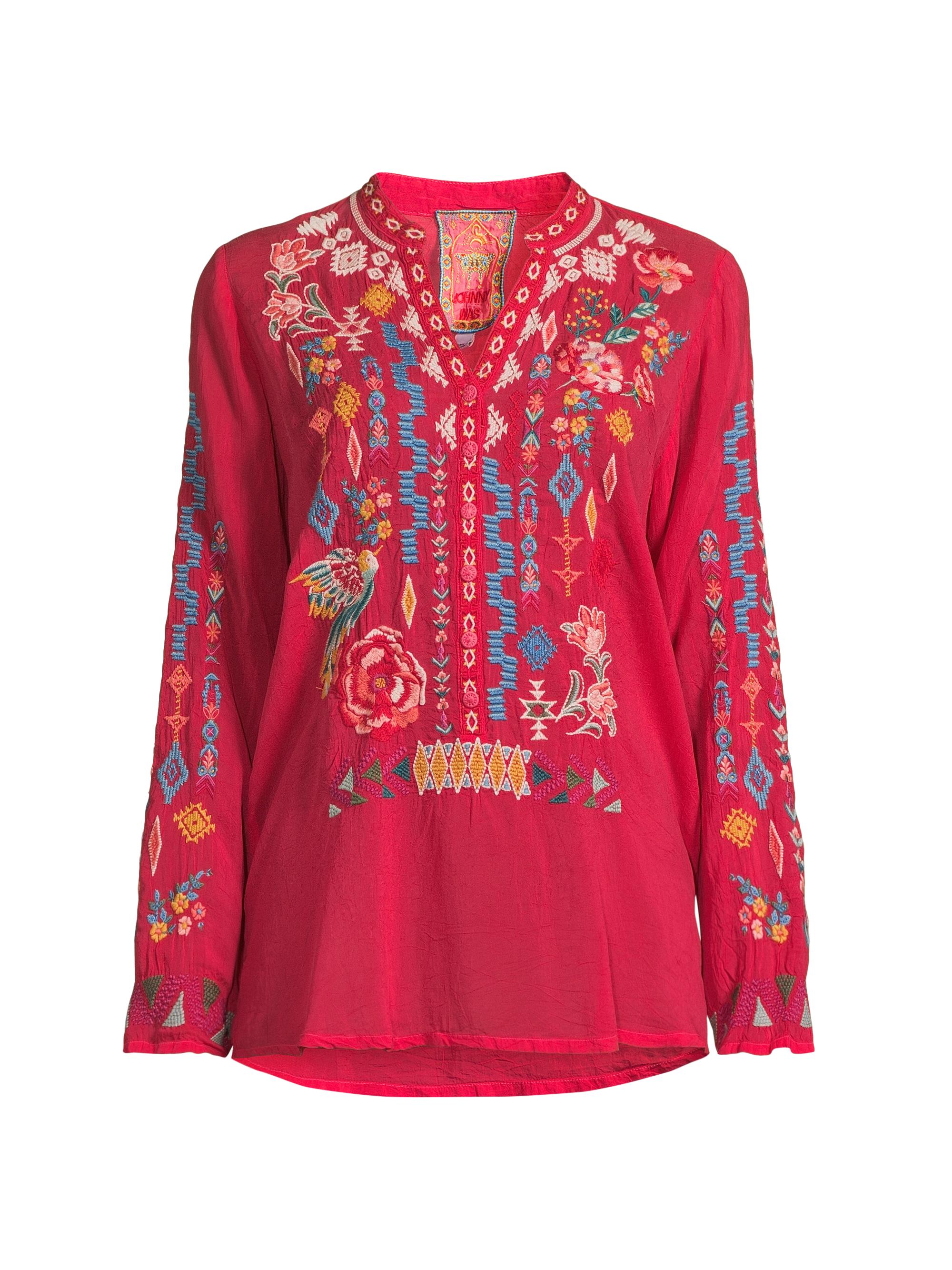 Johnny Was Women's Sarah Embroidered Blouse - Black