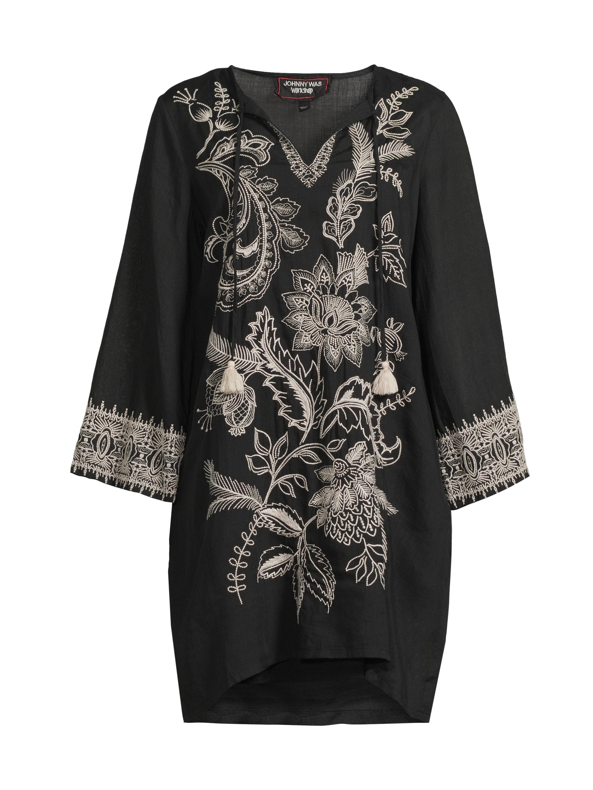 Johnny Was Women's Roberta Floral-Embroidered Mini-Slipdress - Black