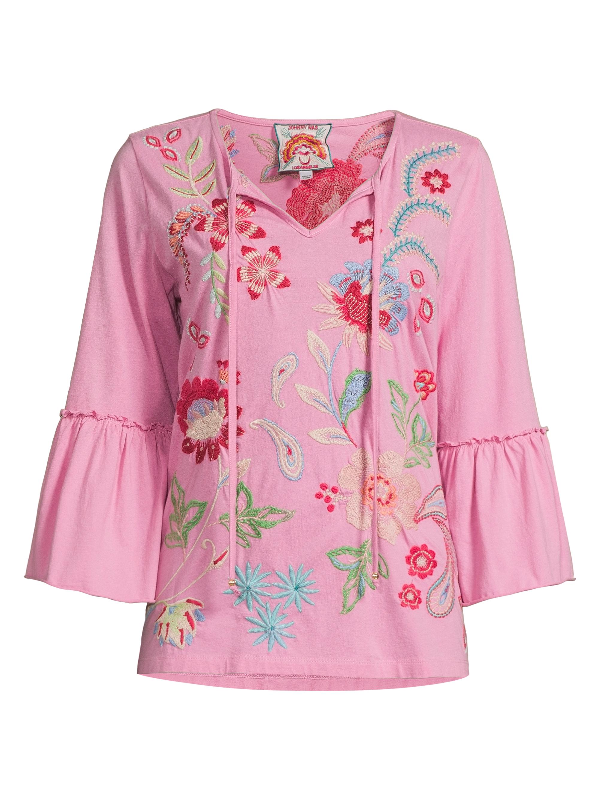 Johnny Was Freyde Floral Embroidered Cotton Blouse | Saks Fifth Avenue