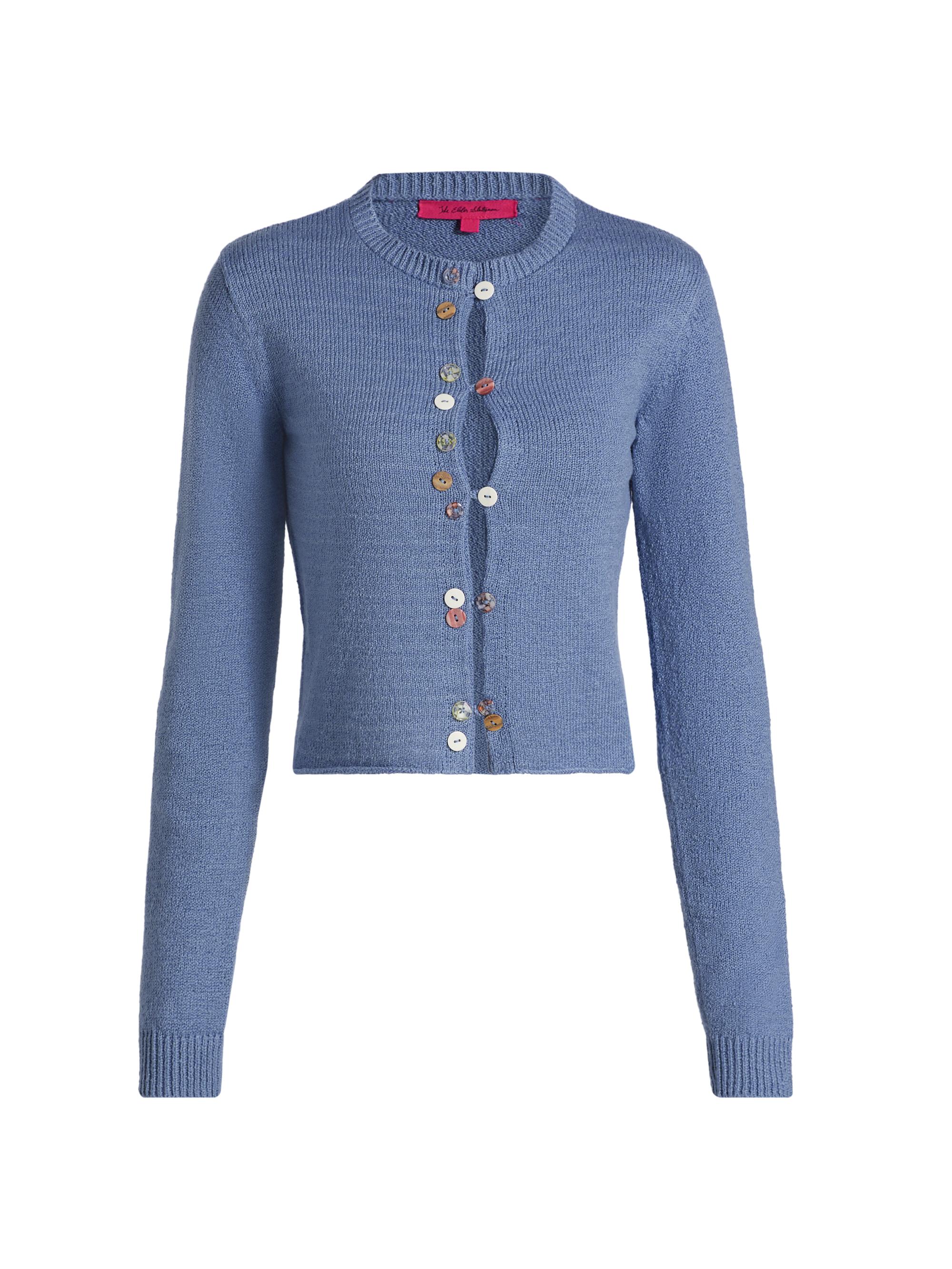 The Elder Statesman Women's Nora Lite Cotton Crewneck Cardigan - Melancholy