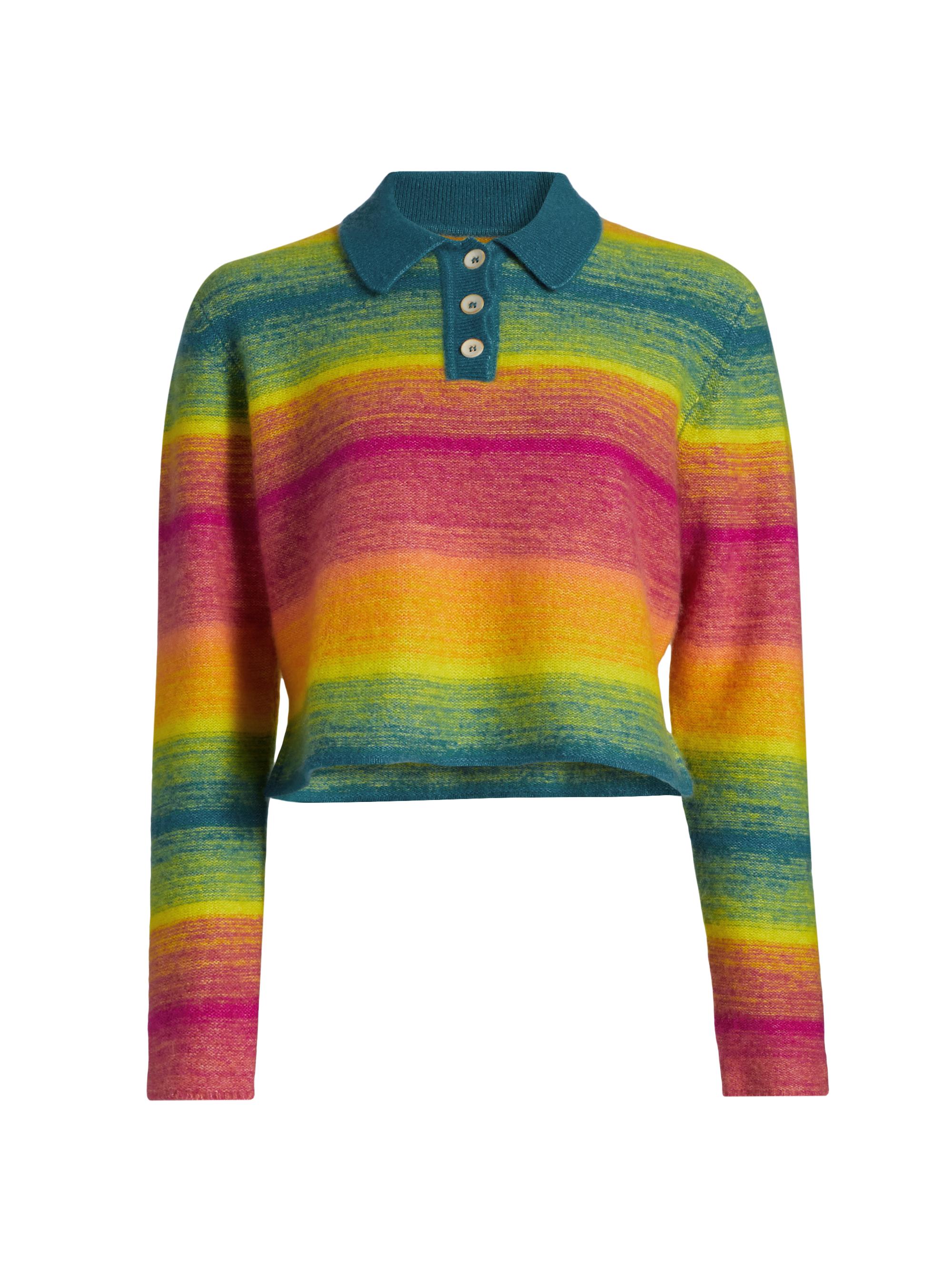 The Elder Statesman Women's The Blurry Stripe Rugby Cashmere & Cotton Sweater - Blurry Stripe