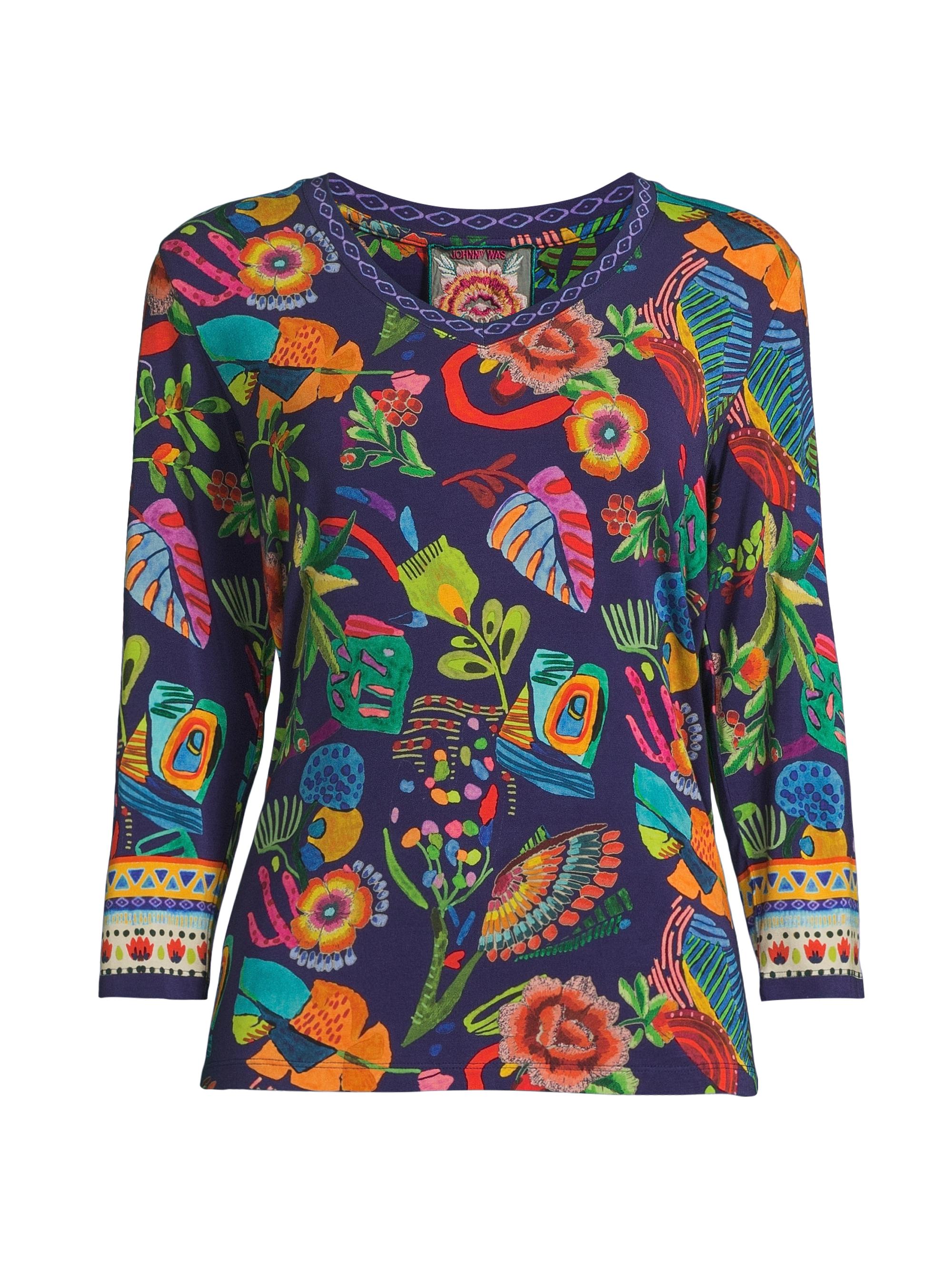 Johnny Was Women's The Janie Farout V-Neck T-Shirt - Farout Scarf