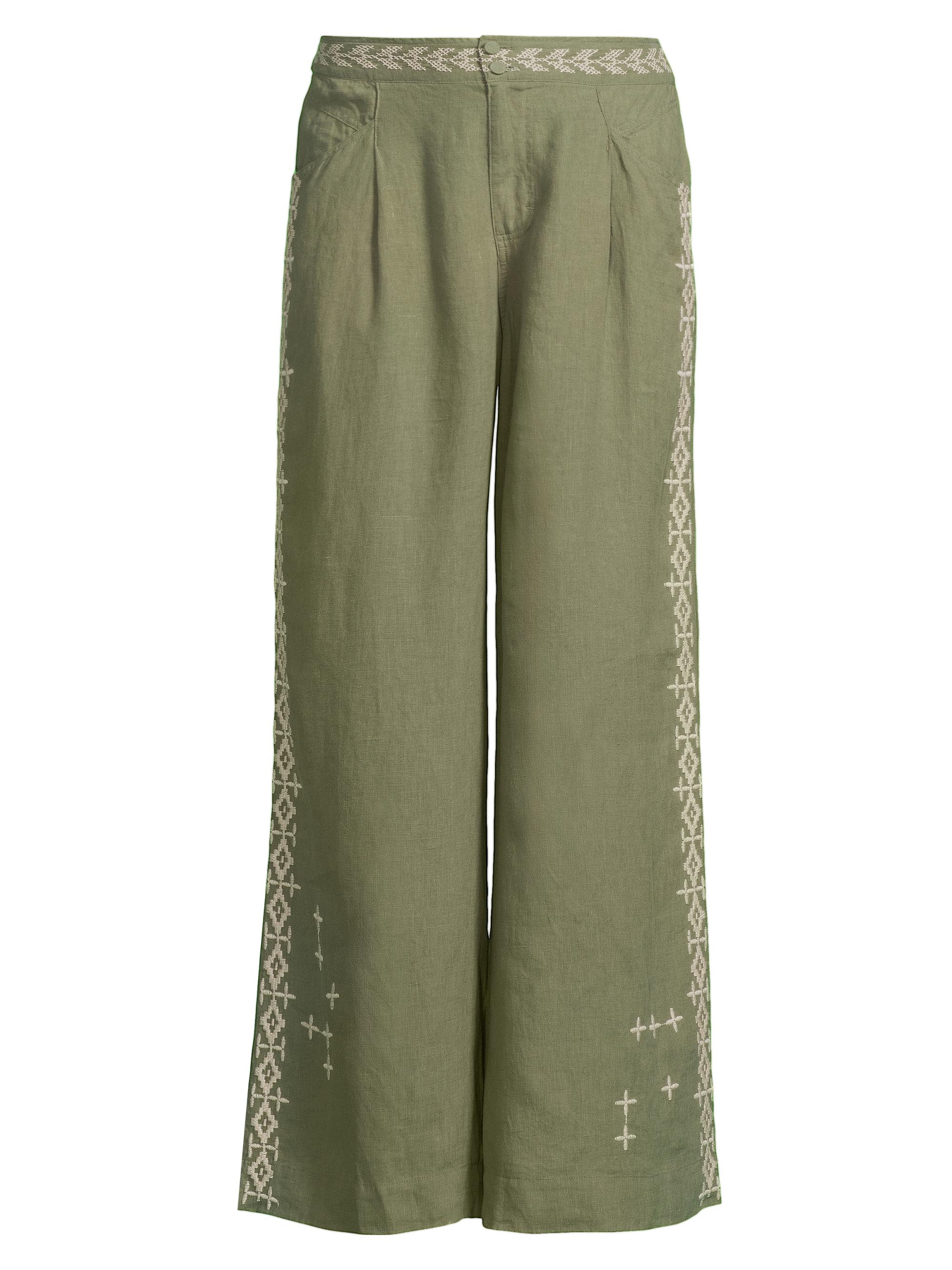 Johnny Was Seamed Embroidered Linen Pants | Saks Fifth Avenue