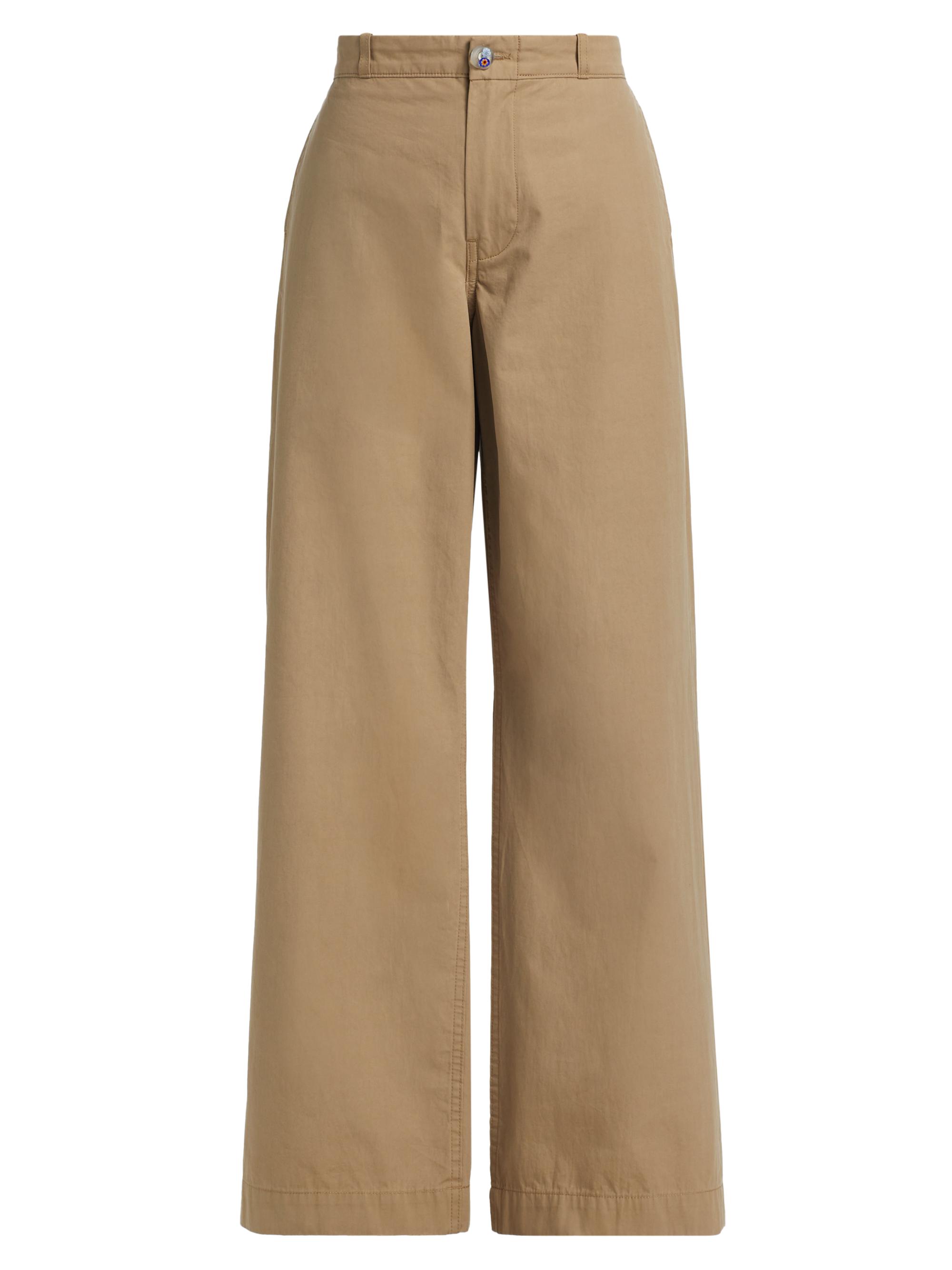 The Elder Statesman Women's Silvano Cotton Mid-Rise Wide Leg Pants - Khaki