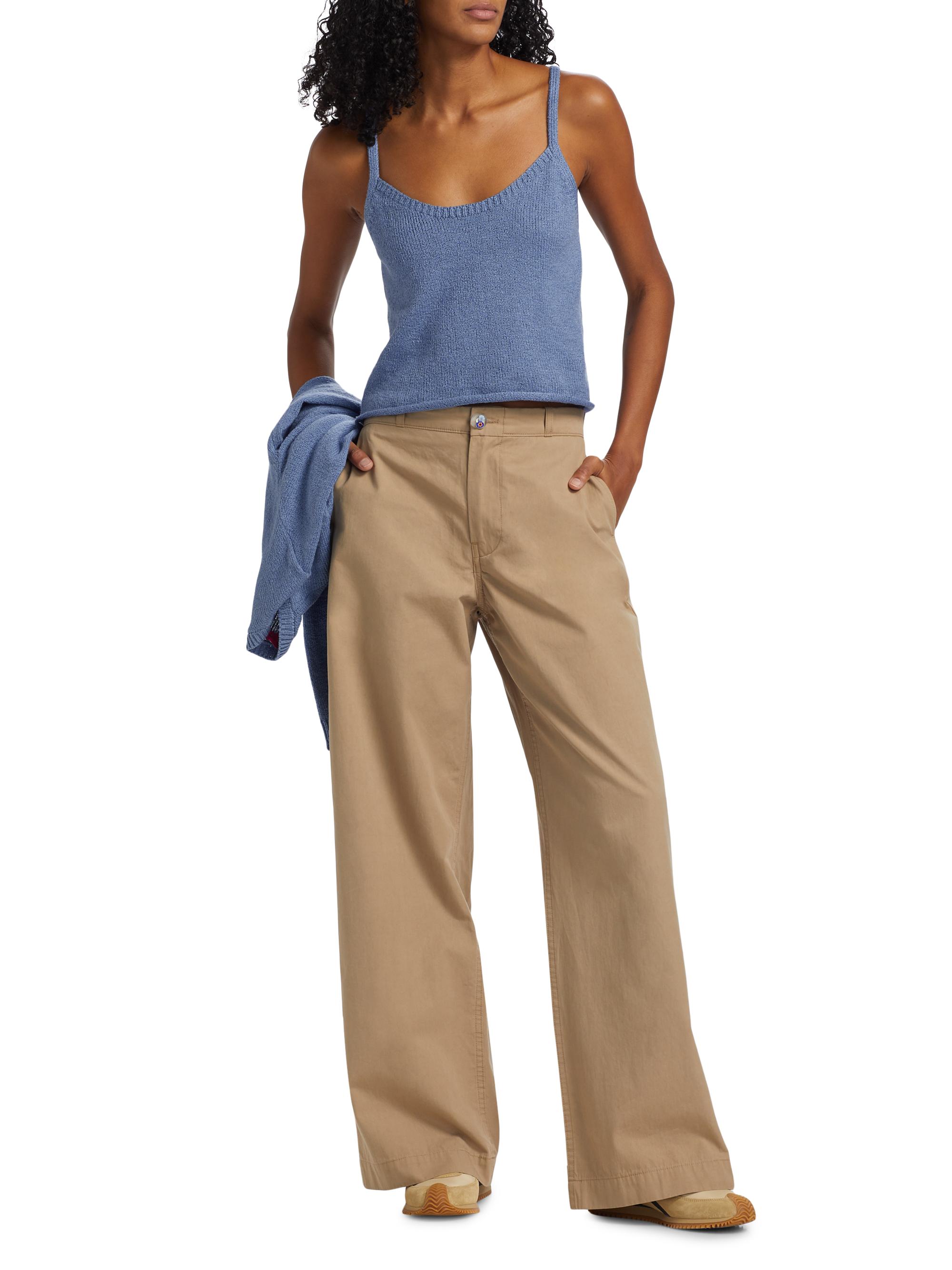 The Elder Statesman Silvano Cotton Mid-Rise Wide Leg Pants | Saks