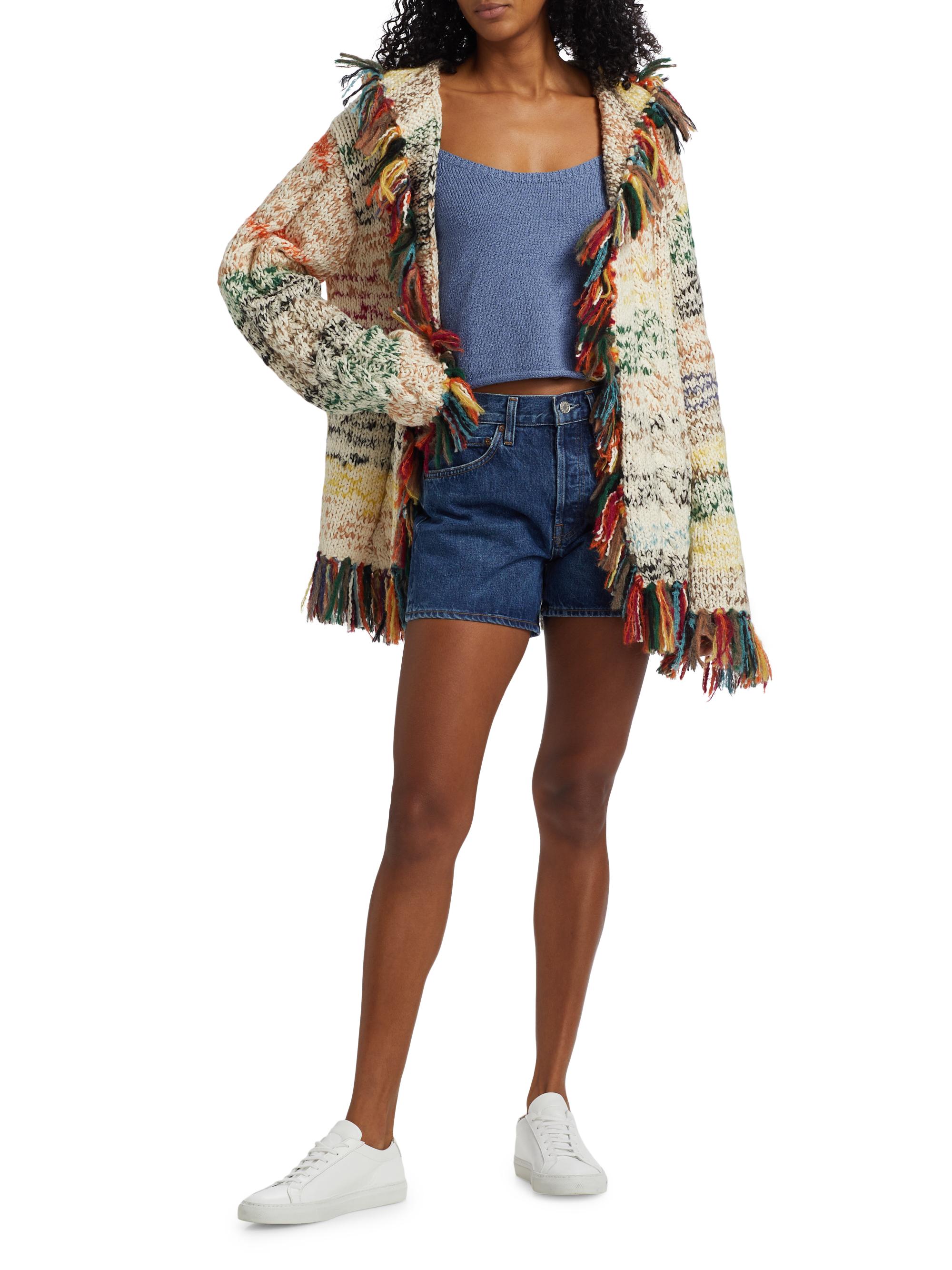 The Elder Statesman Run Ragged Cotton Fringe Cardigan | Saks Fifth