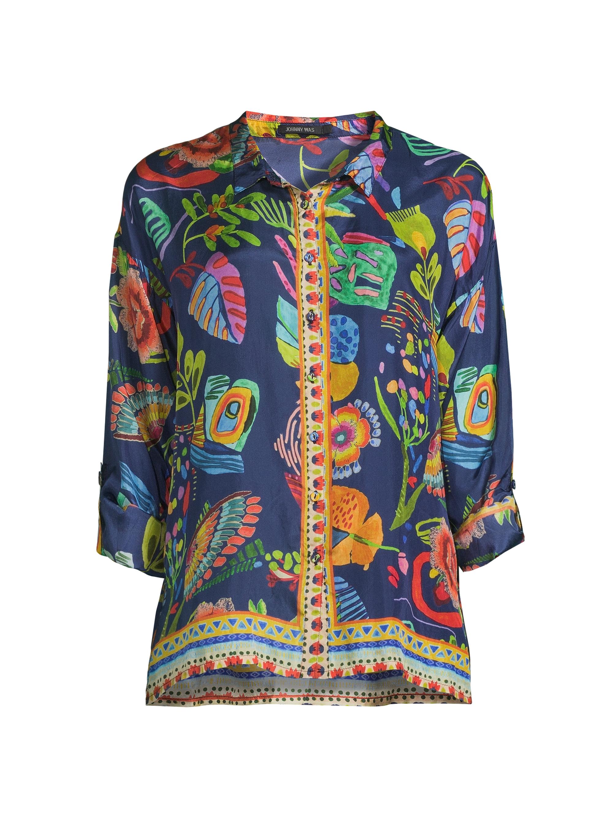 Johnny Was Women's The Audrey Floral Silk Oversized Shirt - Farout Scarf
