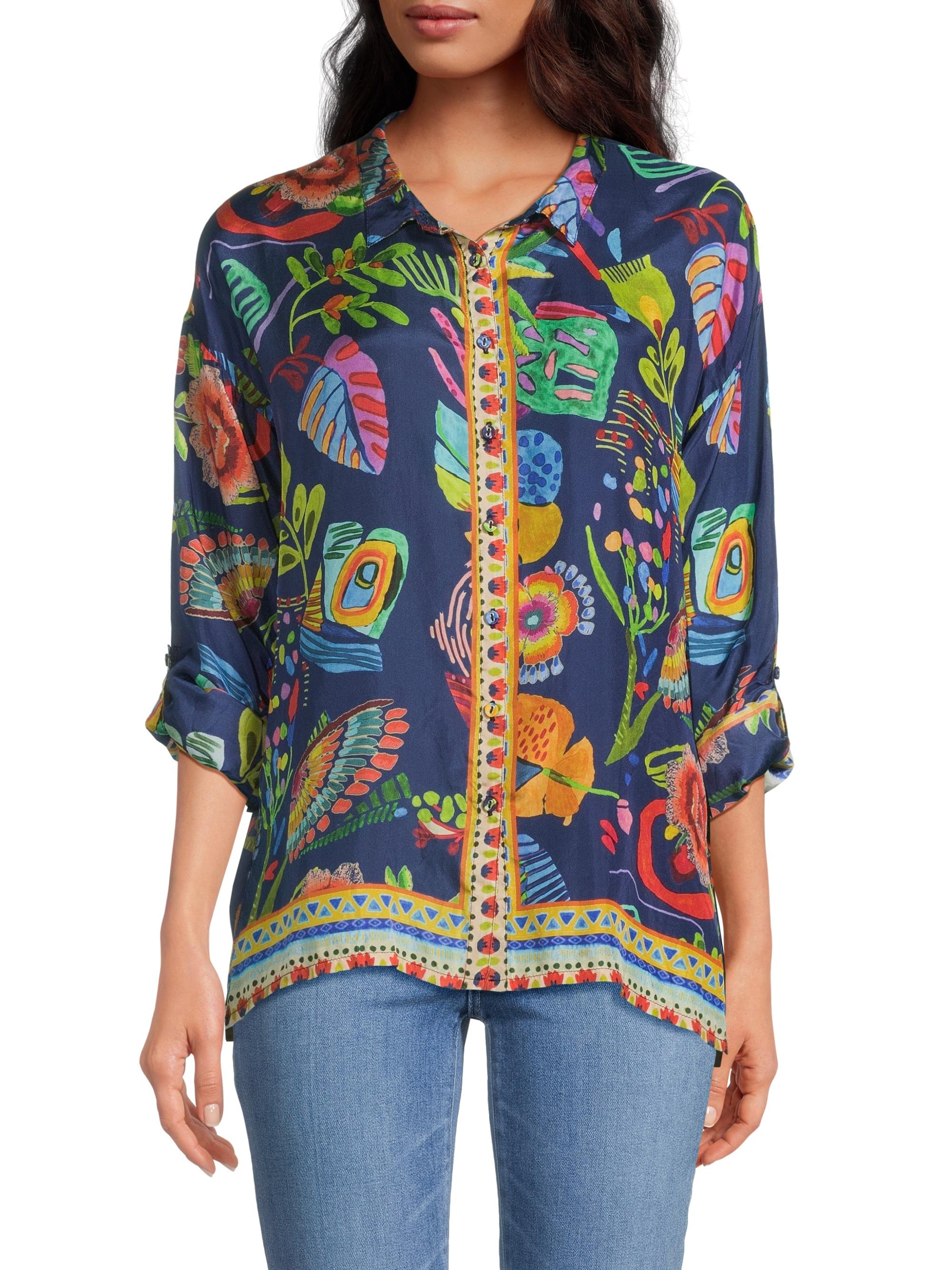 Johnny Was The Audrey Floral Silk Oversized Shirt | Saks Fifth Avenue