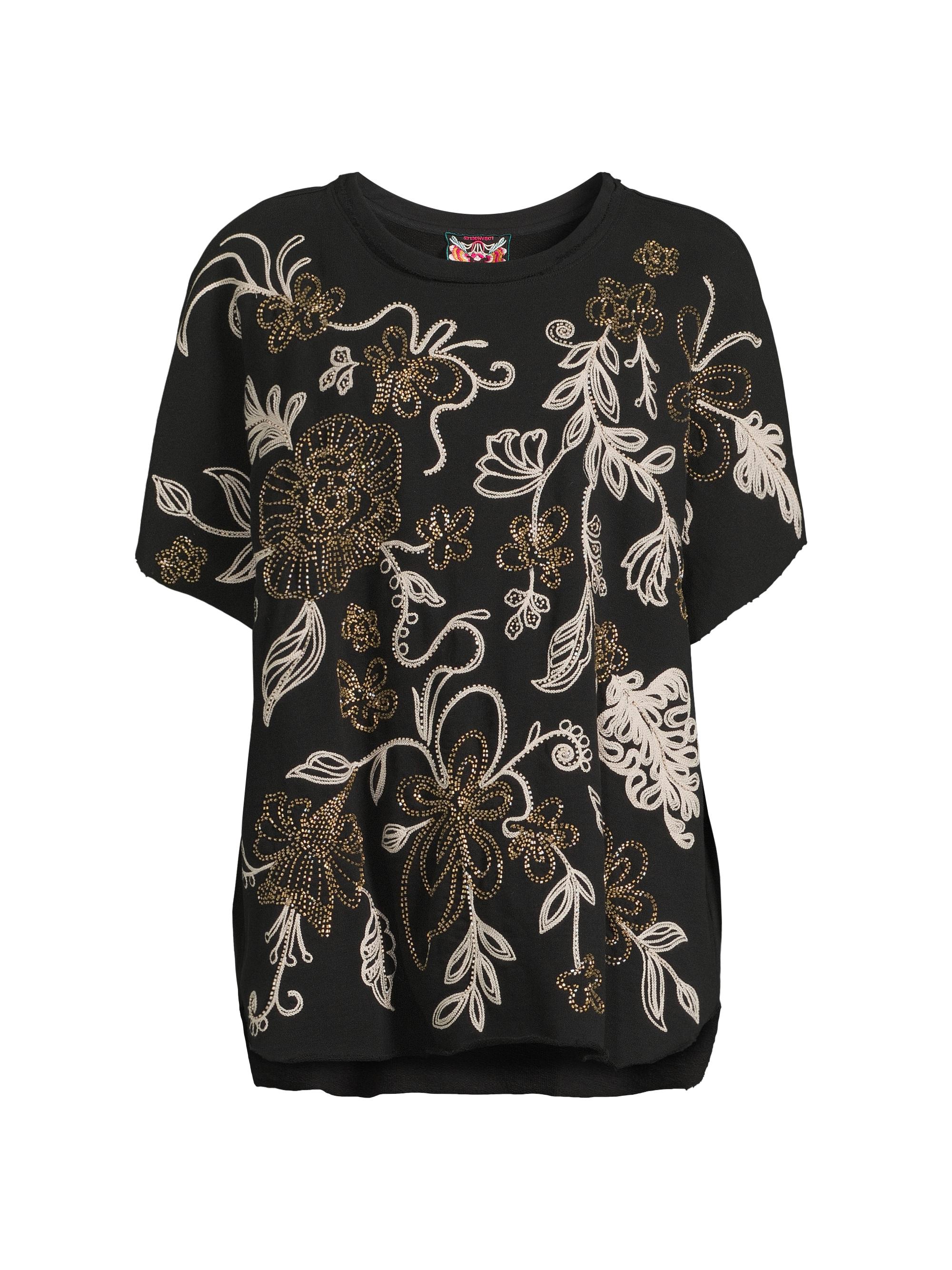 Johnny Was Women's Adelaide Embroidered Tunic Top - Black