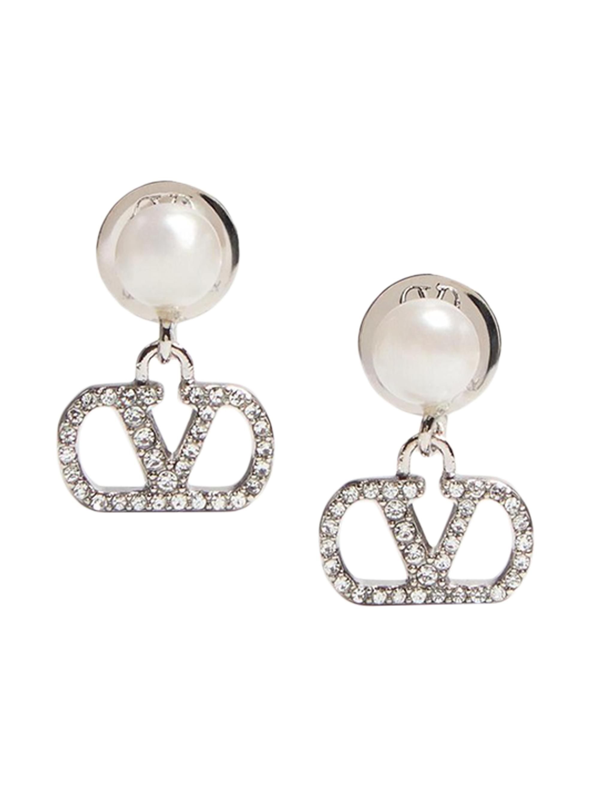Valentino Garavani Oval Metal Earrings with Swarovski