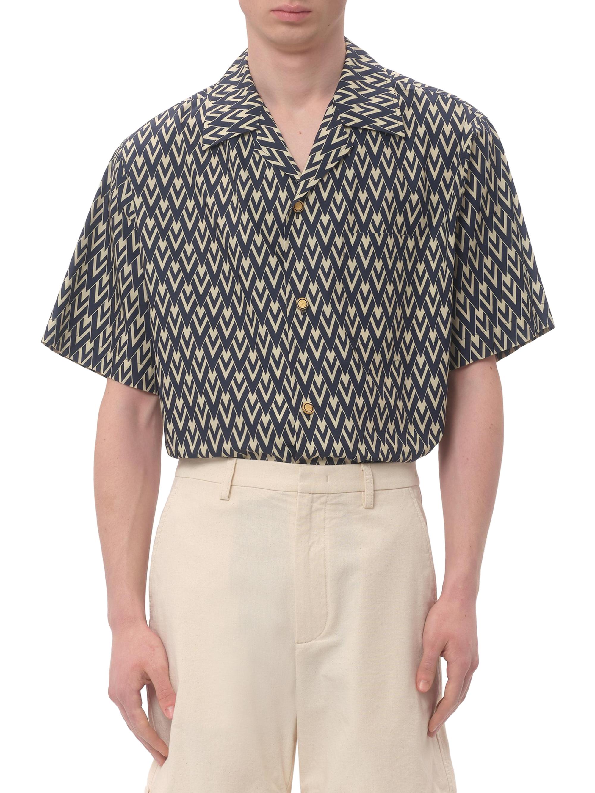 トップス VALENTINO 25SS POPELINE BOWLING SHIRT Valentino Garavani Cotton Popeline Bowling Shirt with Toute La V