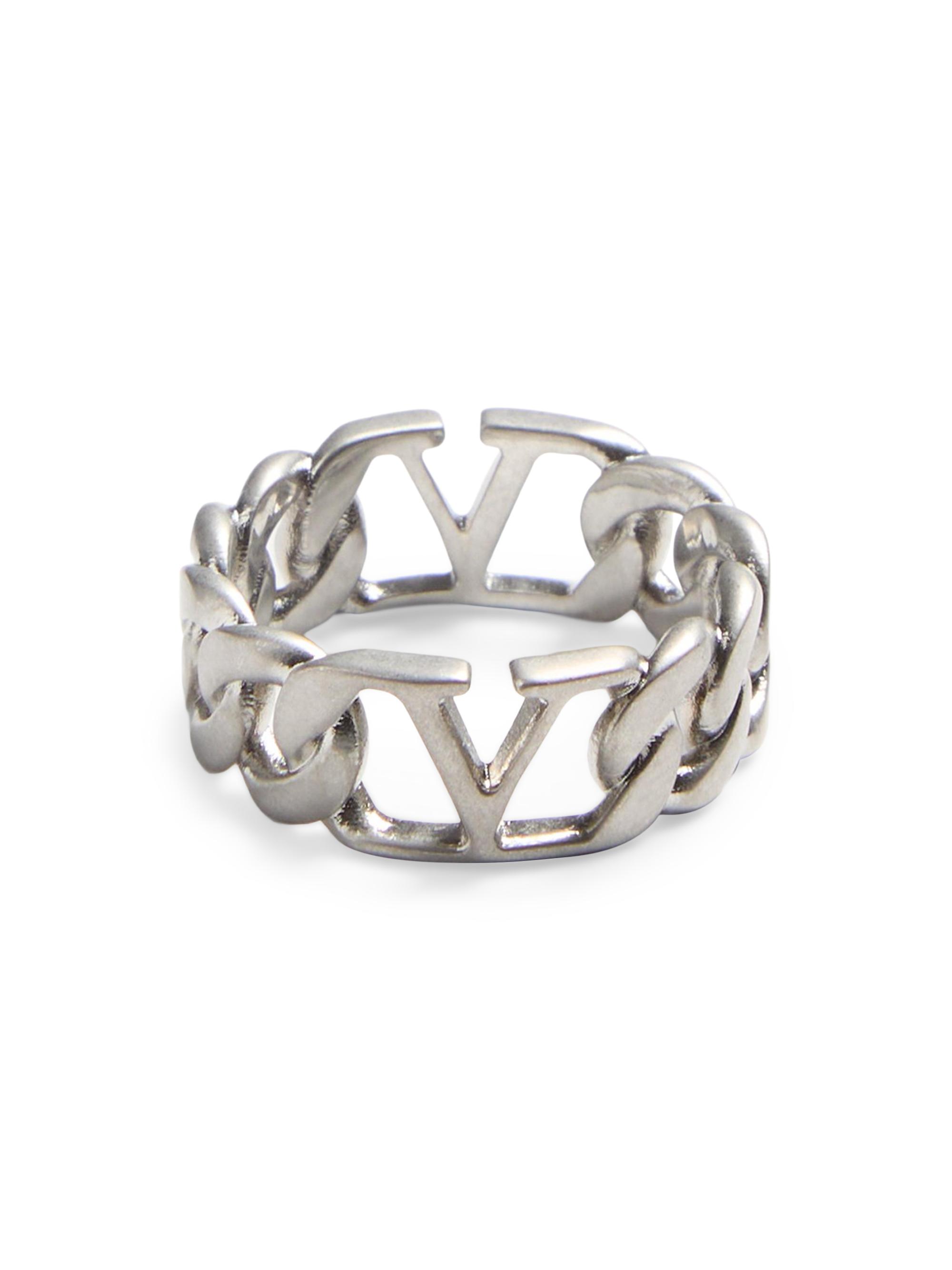 Valentino Garavani Men's VLogo Signature Metal Ring - Palladium
