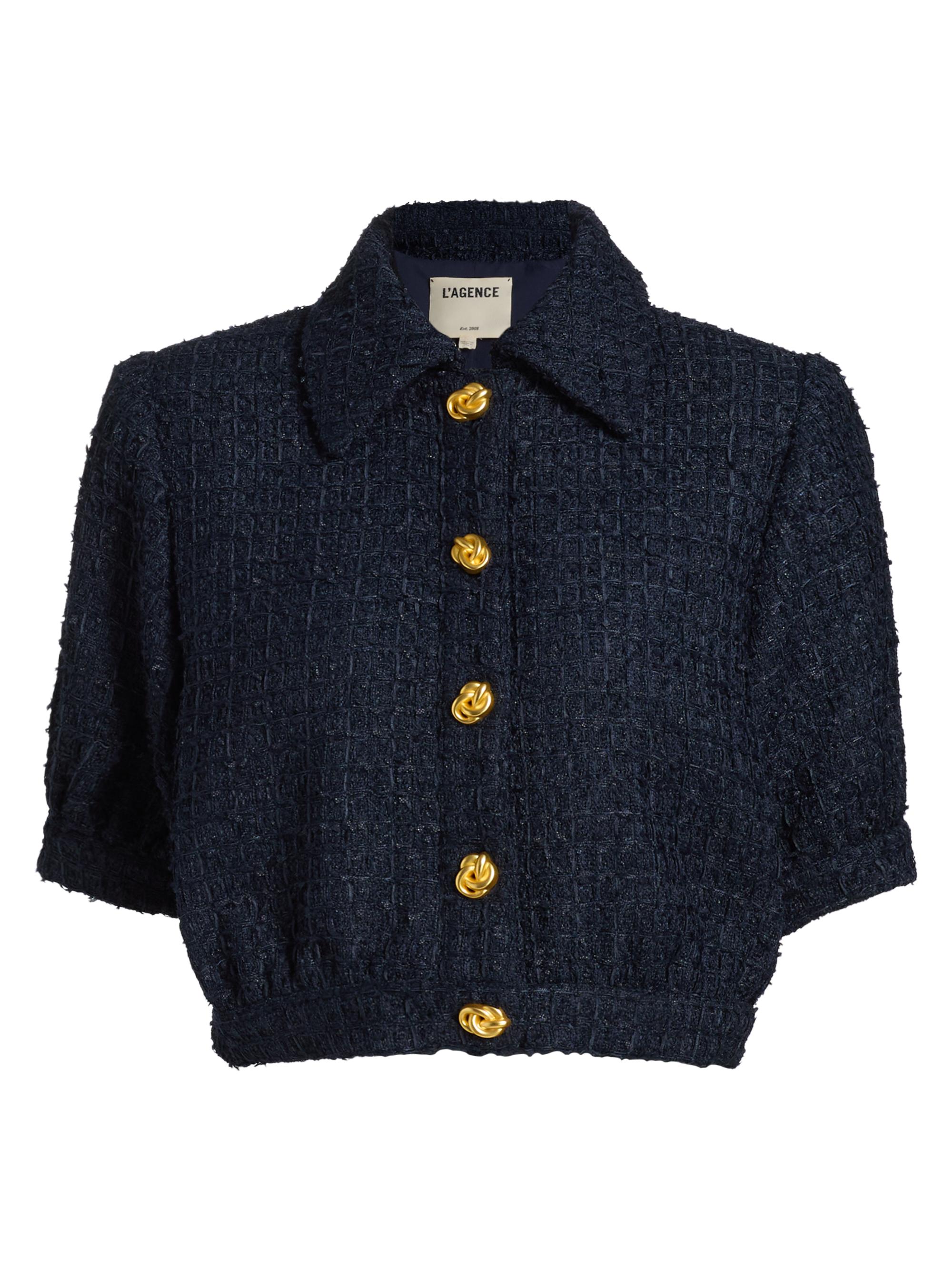 L'AGENCE Women's Cove Crop Short-Sleeve Jacket - Midnight