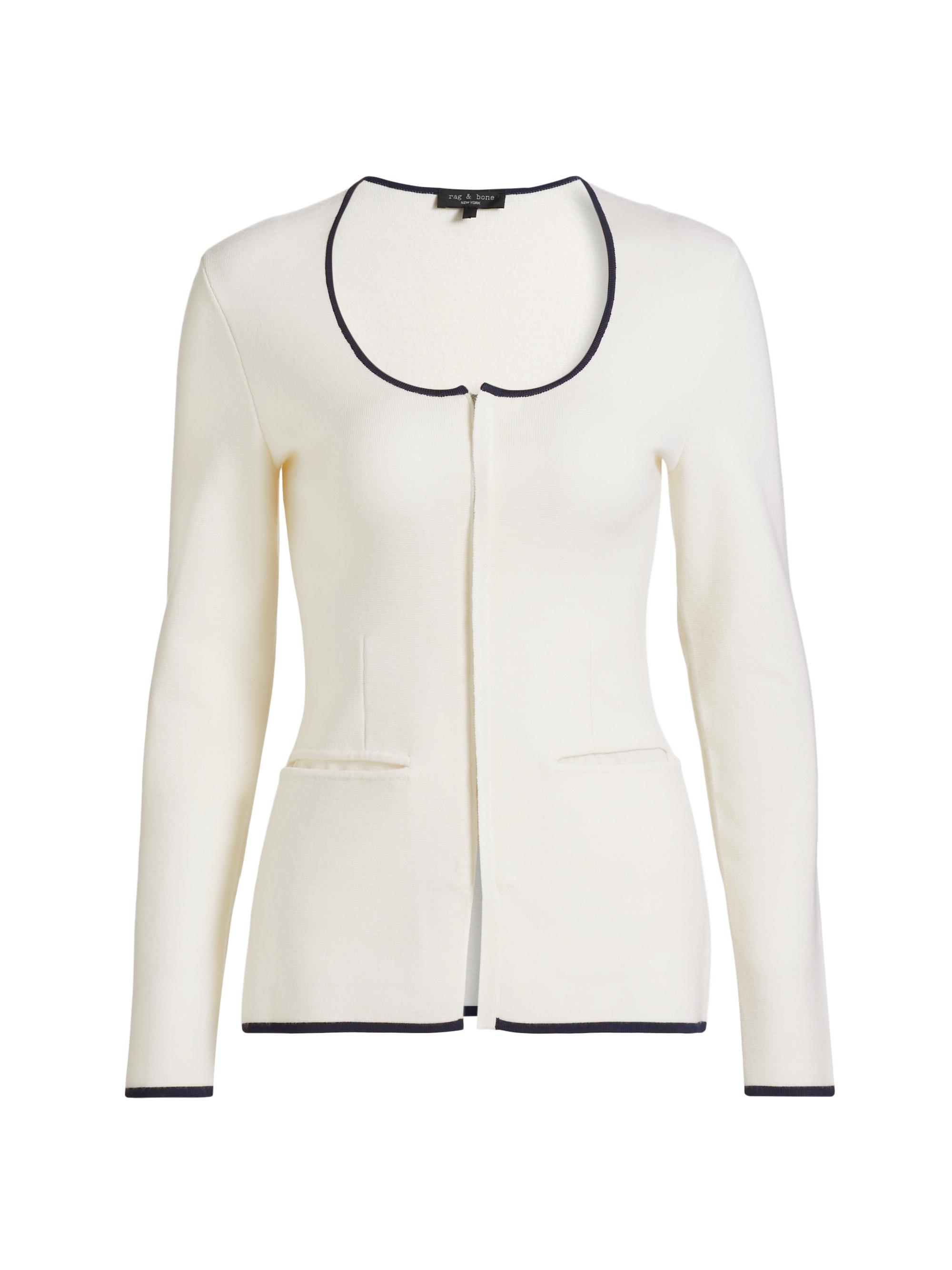 rag & bone Women's Ella Wool-Blend Front-Zip Sweater - White