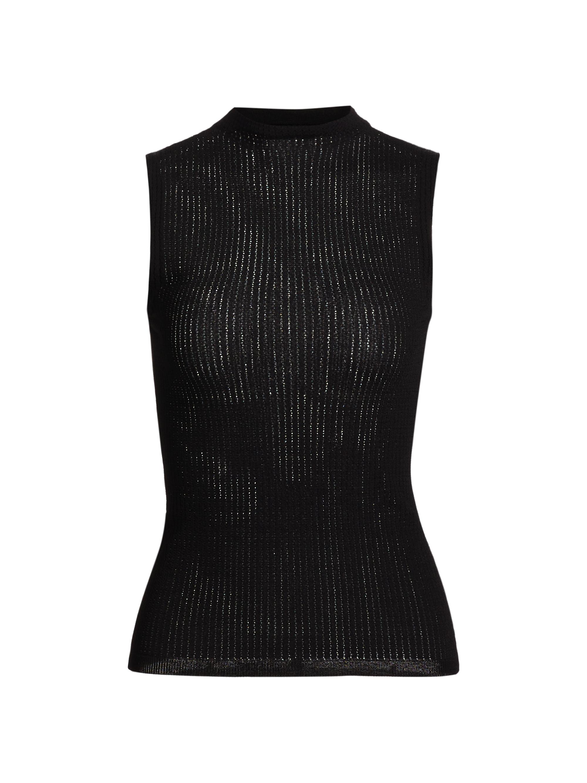 rag bone Molly Mock Turtleneck Semi-Sheer Sleeveless Top