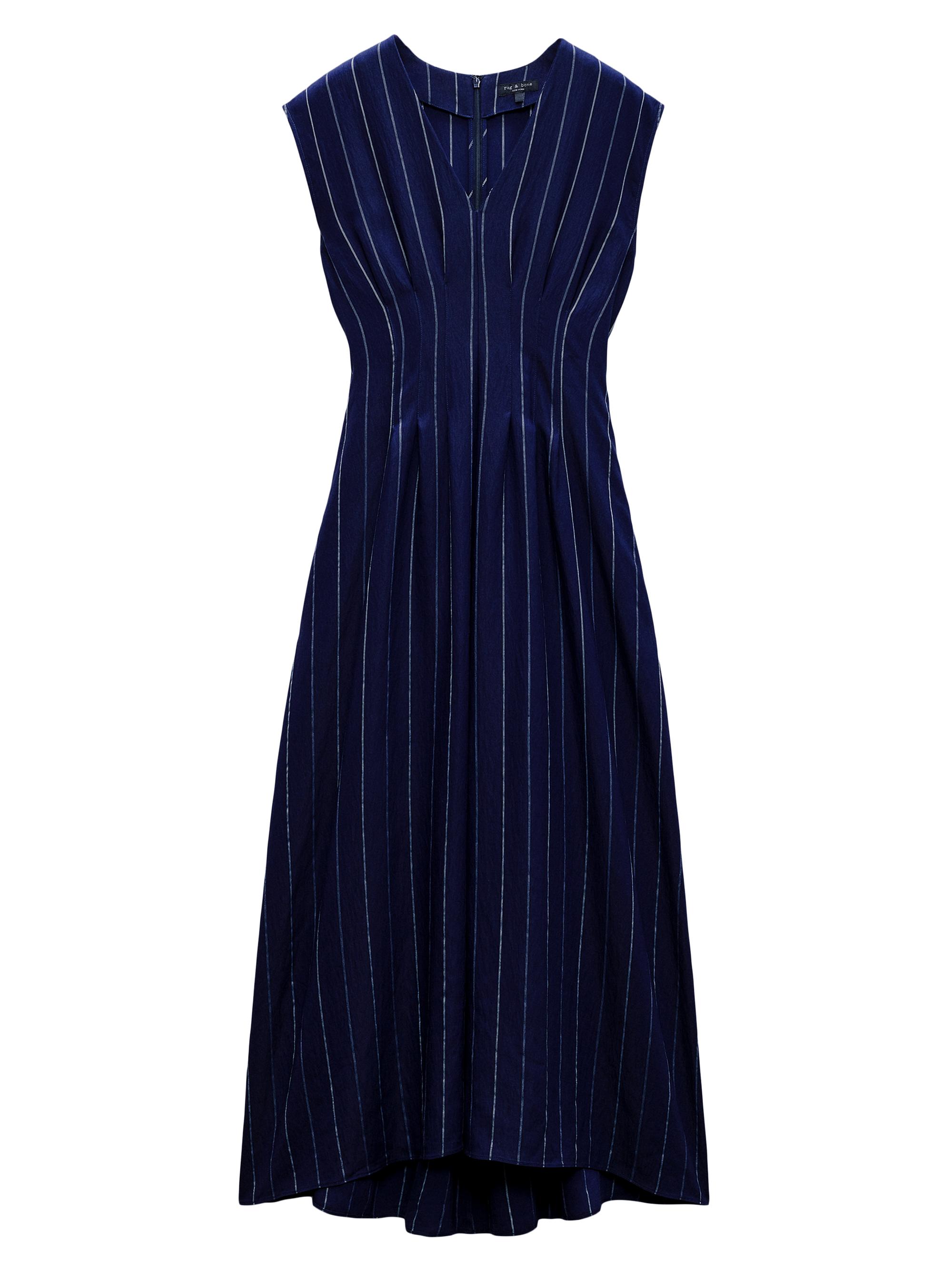 rag & bone Women's Ines Pinstripe A-Line Maxi-Dress - Deep Navy Stripe