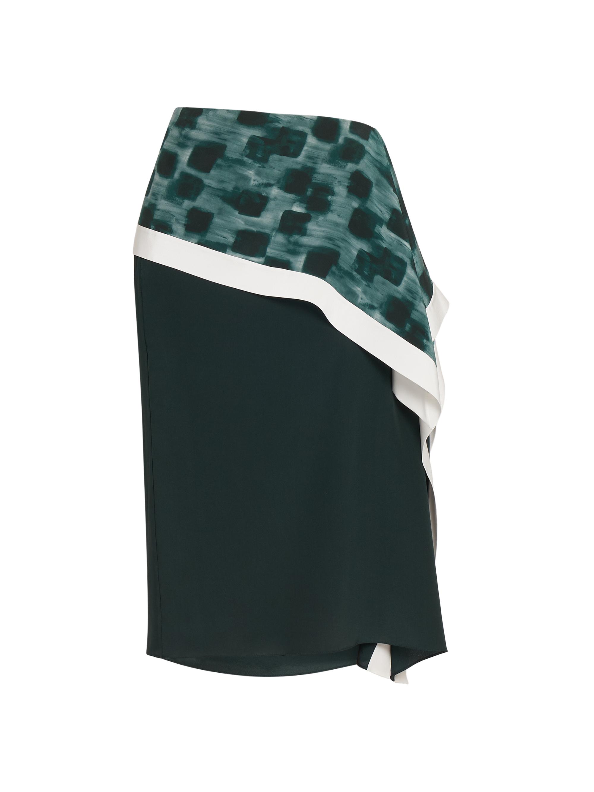 FERRAGAMO Women's Painted Block Silk Skirt - Moss