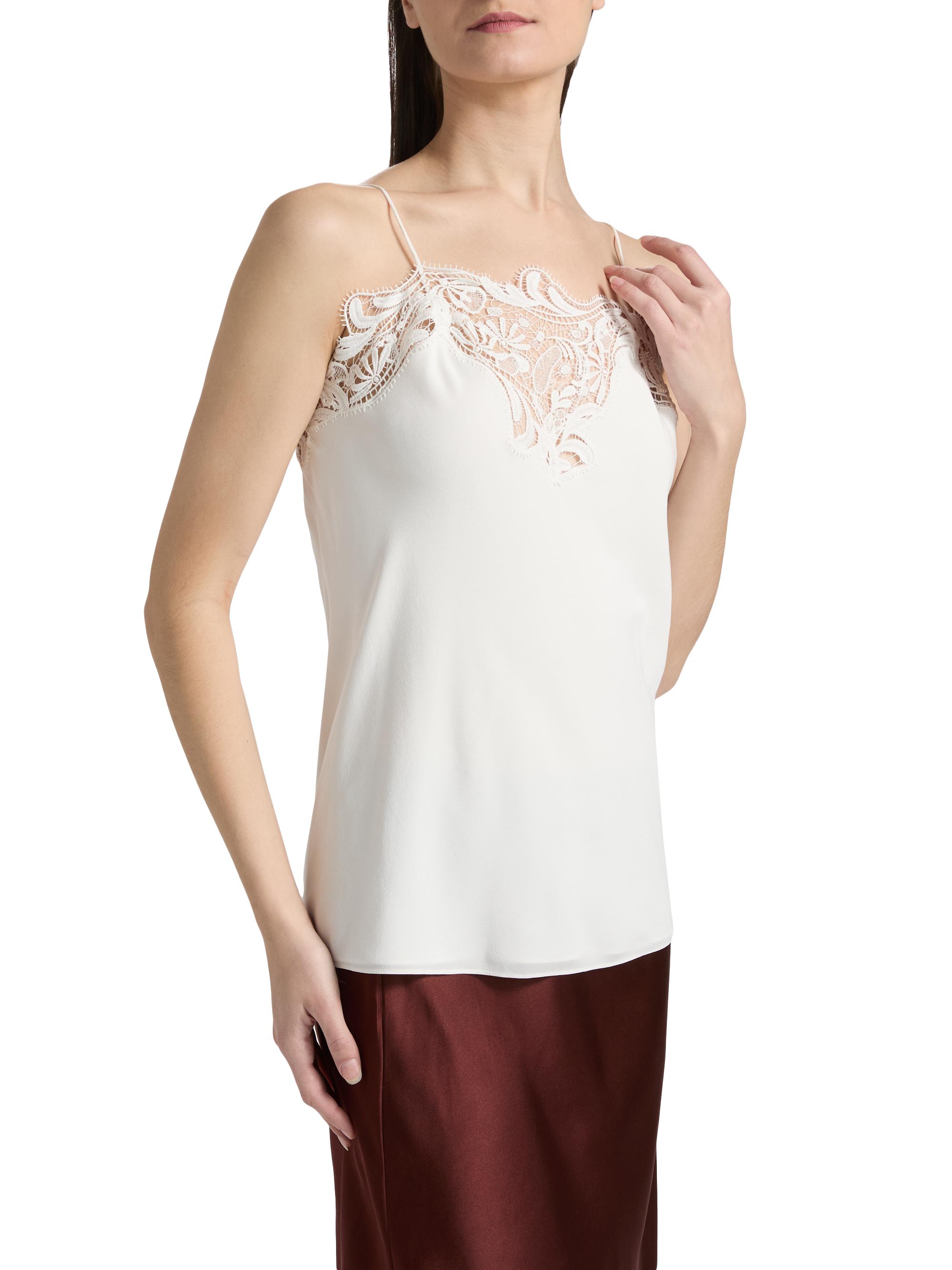 【Salvatore Ferragamo】デザインキャミソール FERRAGAMO Lace Silk Camisole | Saks Fifth Avenue