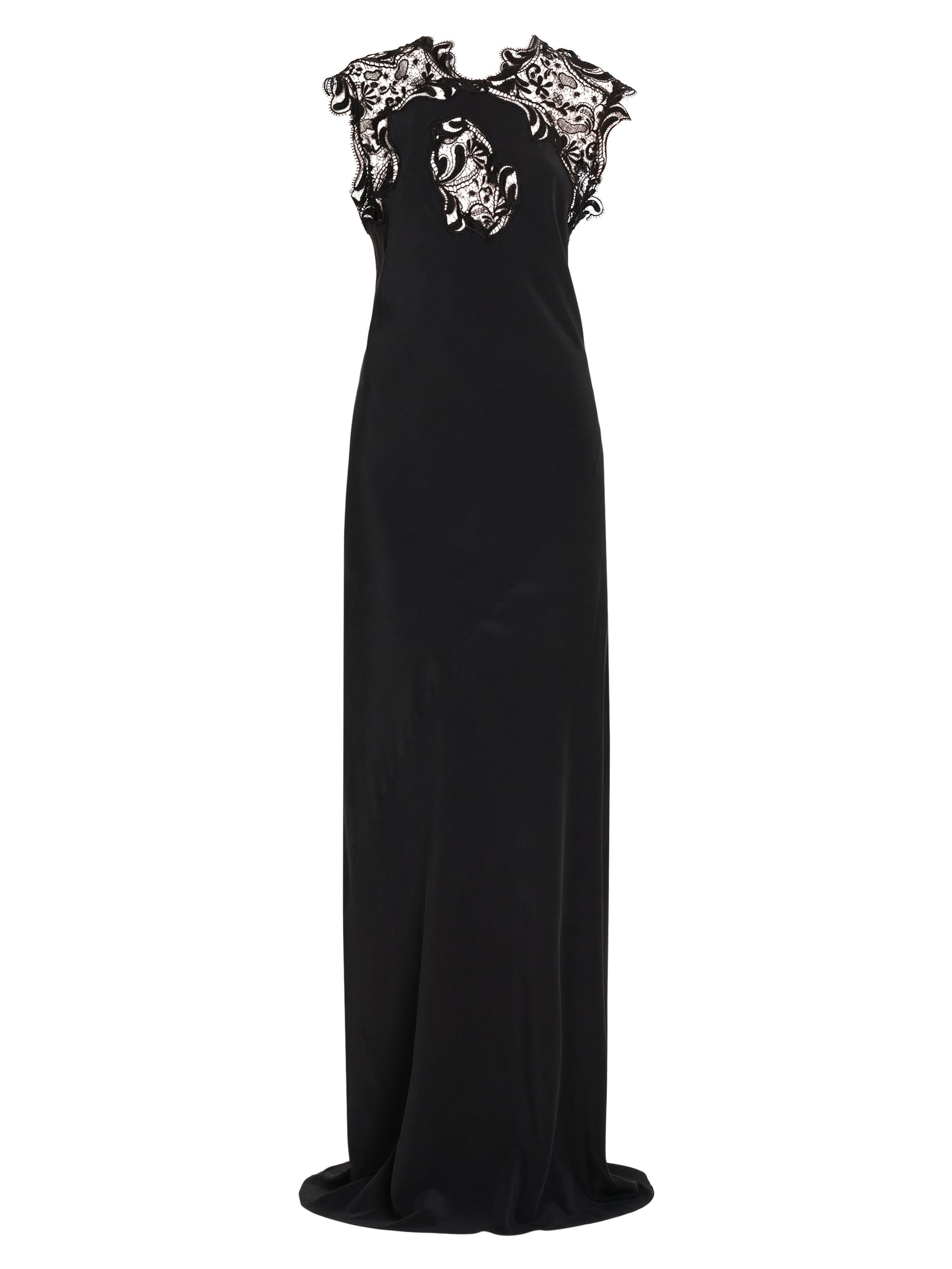 FERRAGAMO Women's Lace Yoke Silk Column Gown - Nero