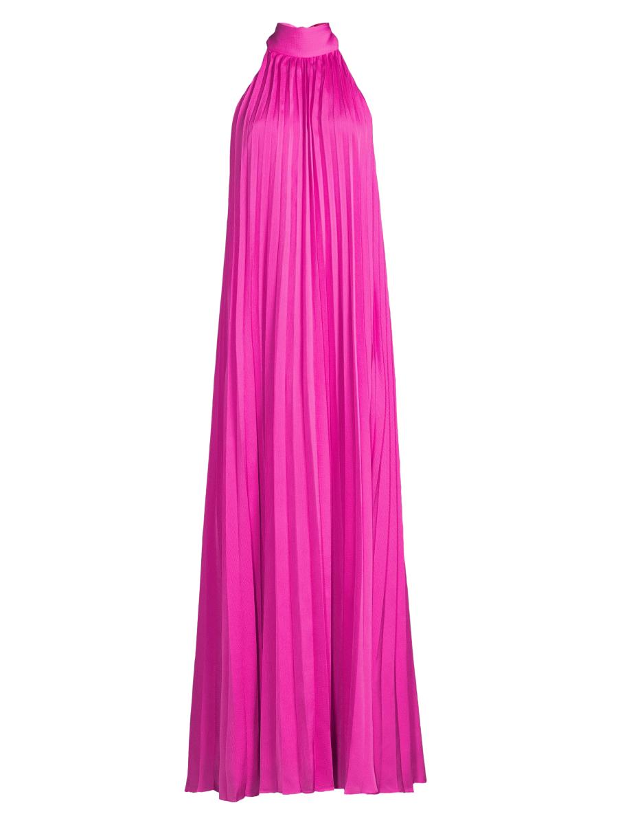 strapless open back dress Pleated Halter Neck Asymmetrical Hem Gown - FINAL SALE main image 0