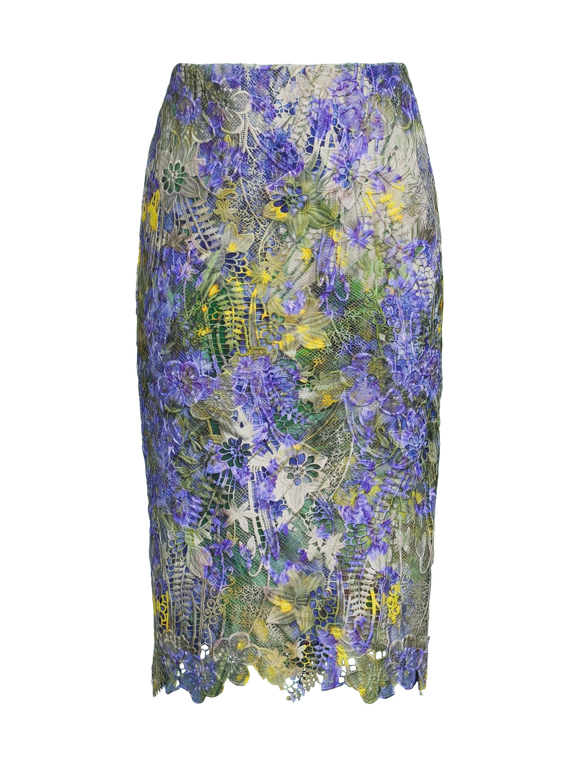 Ungaro Women's Remy Floral Lace Pencil Knee-Length Skirt - Iris Multi