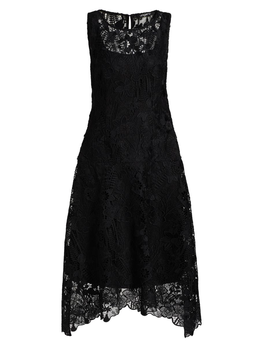 stylish lace dresses Elegant Lace Black Dress with Gloves SF017 main image 1