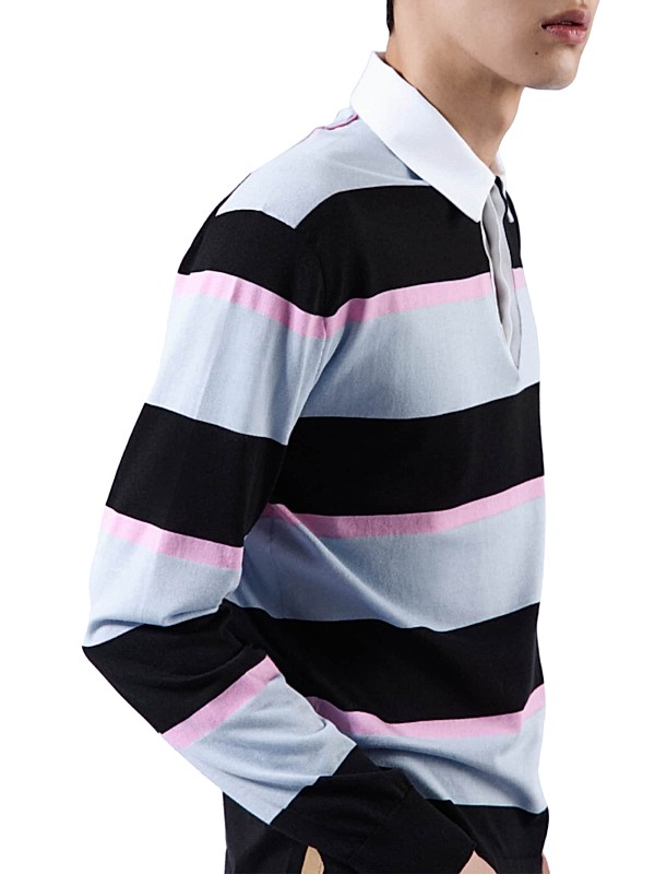Shop Prada Striped Silk and Cotton Polo Shirt | Saks Fifth Shop Prada Striped Silk and Cotton Polo Shirt | Saks Fifth