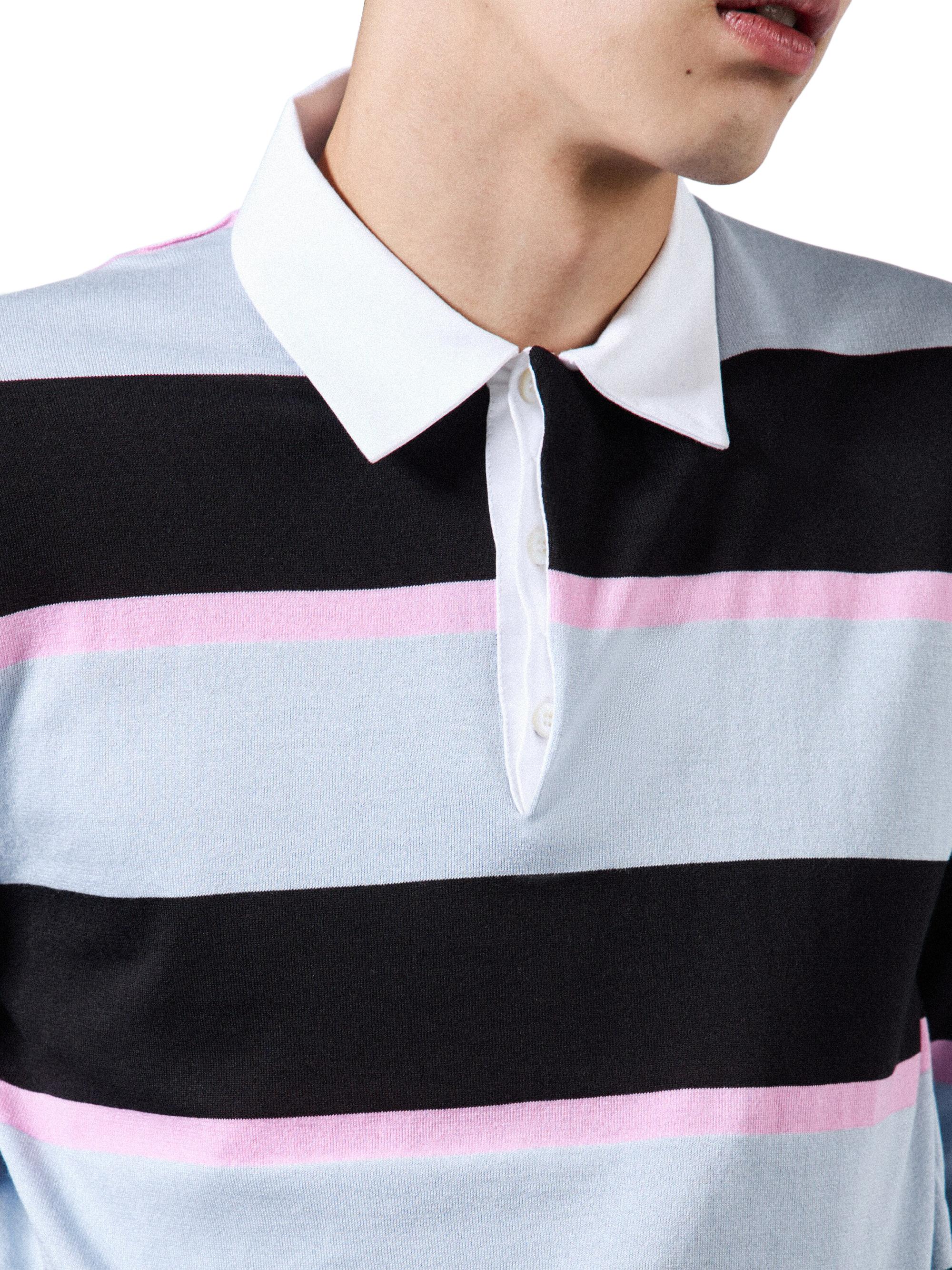 PRADA 22ss Blue Striped Knitted Polo