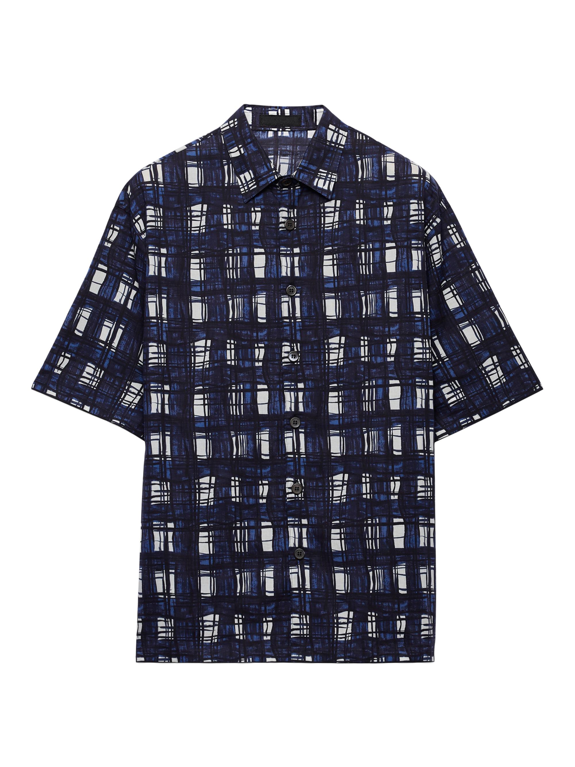 Prada Men's Short-Sleeved Cotton Shirt - Blue