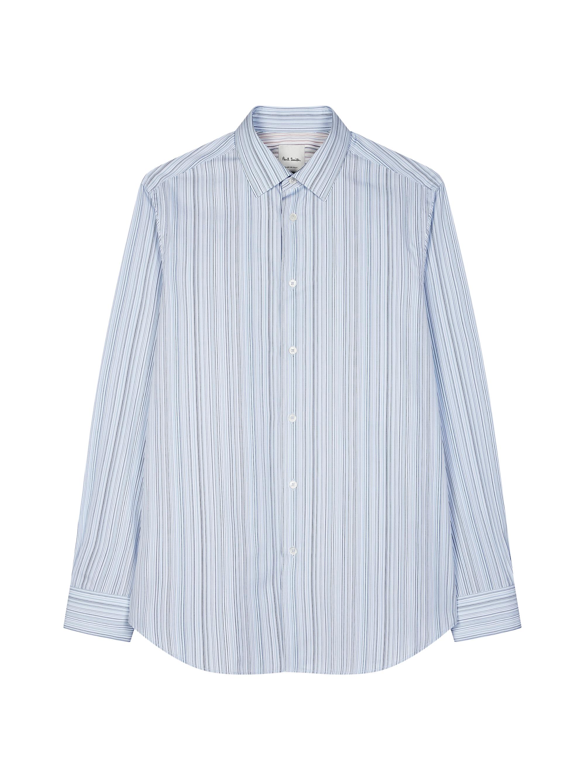 Paul Smith Men's Striped Tailored-Fit Shirt - Light Blue