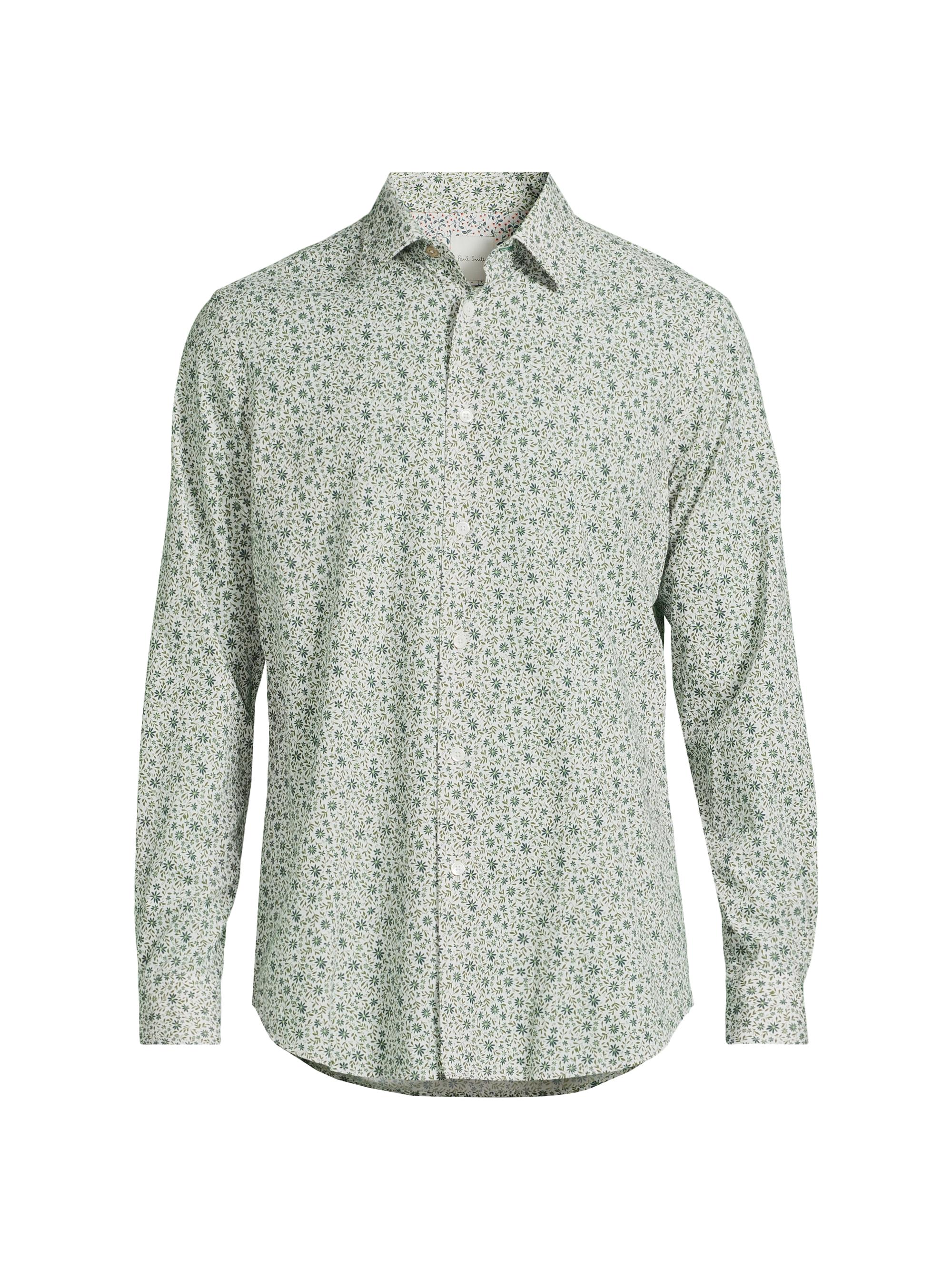 Paul Smith Men's Tailored Printed Button-Front Shirt - Green