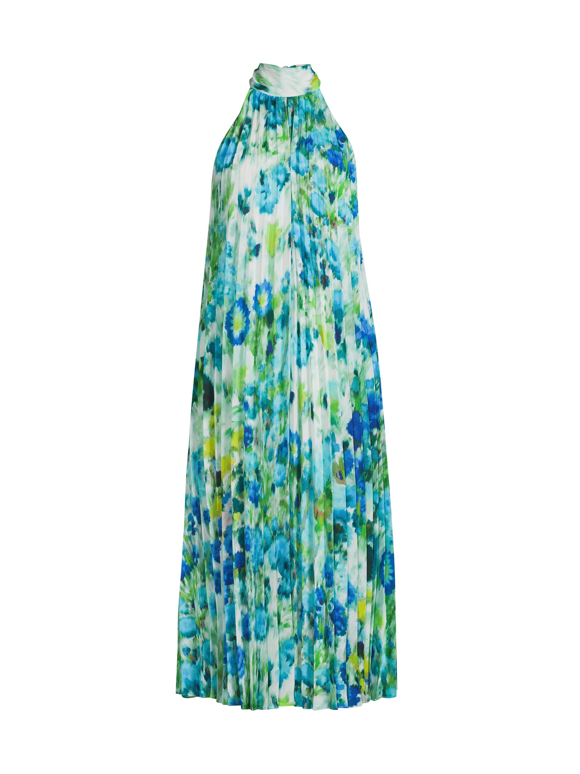 Ungaro Women's Rue Floral Pleated Halter Cocktail Dress - Aquamarine Multi