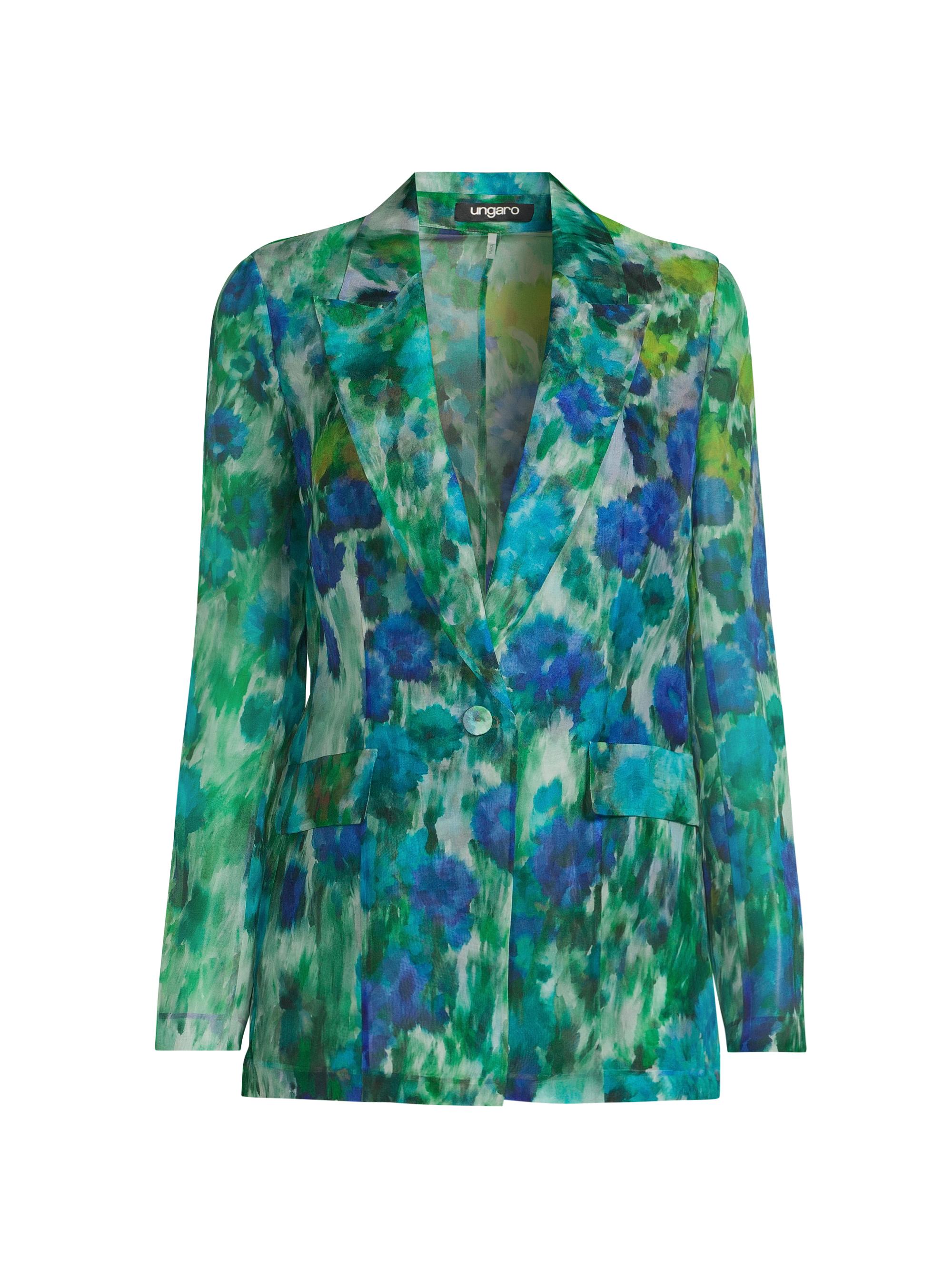 Ungaro Women's Aimee Floral Silk Blazer - Aquamarine Multi