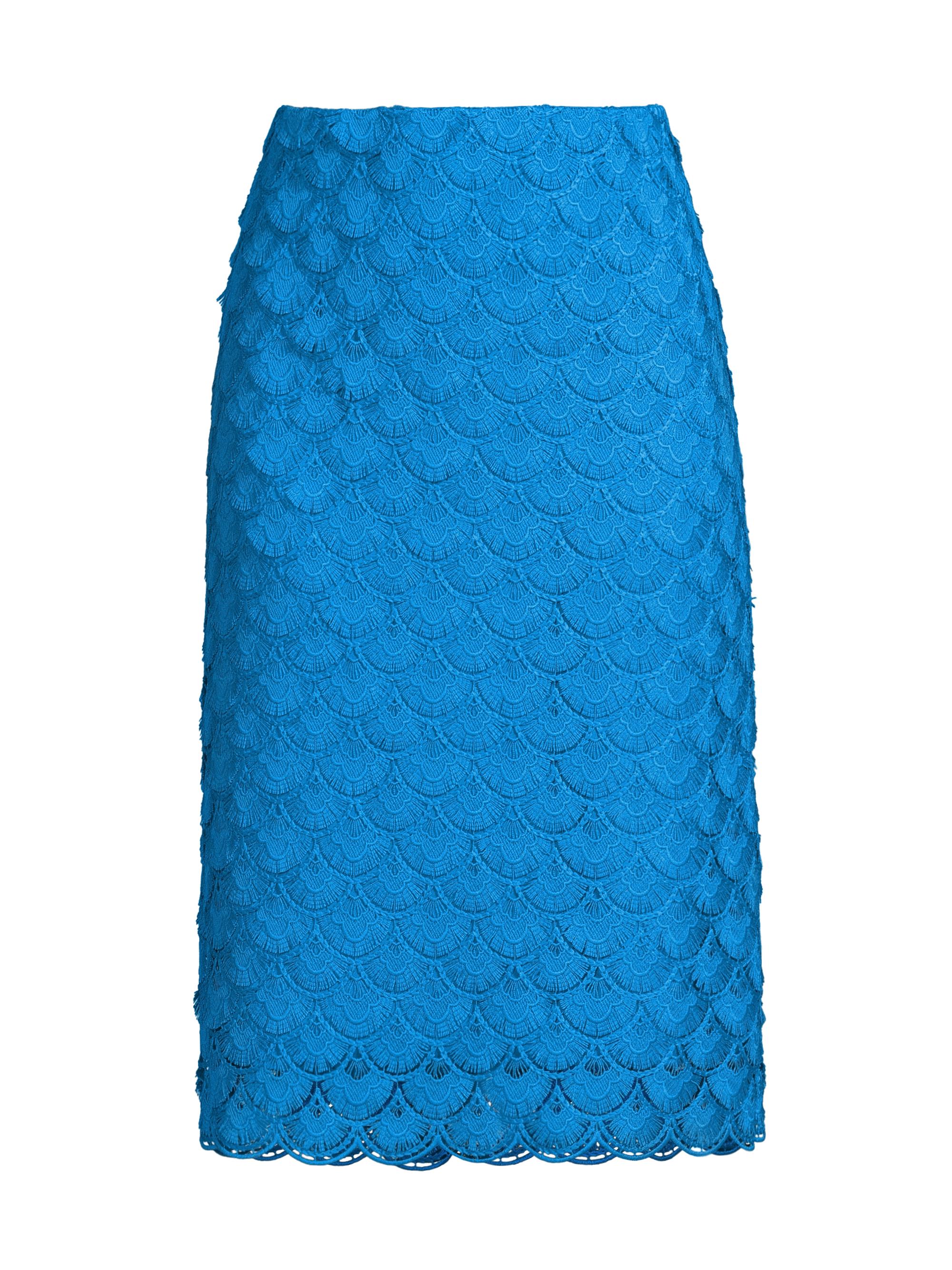 Ungaro Women's Darby Scalloped Pencil Knee-Length Skirt - Aegean Blue