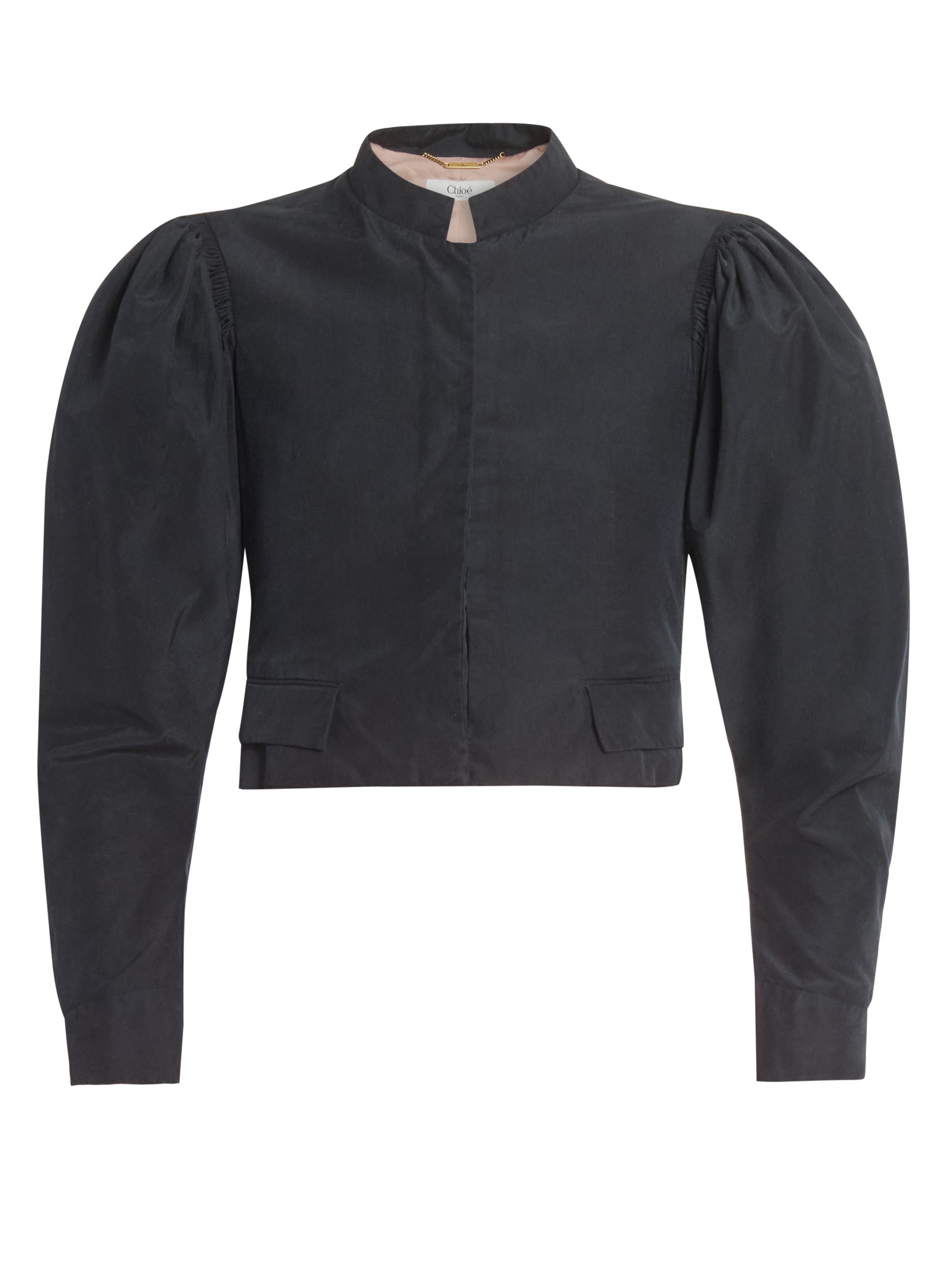Chloé Women's Silk Puff-Sleeve Jacket - Black